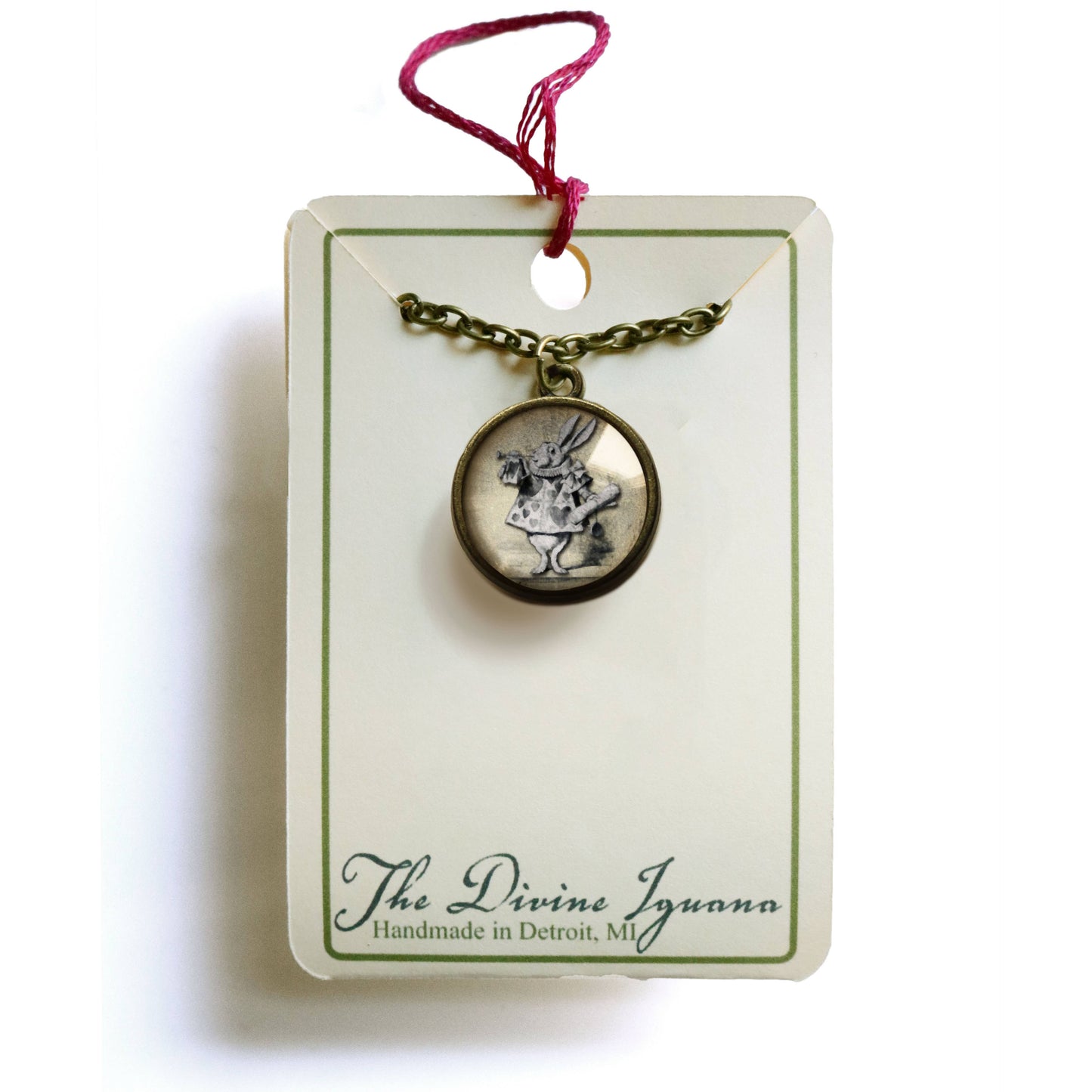 Alice in Wonderland White Rabbit Simple Pendant Necklace