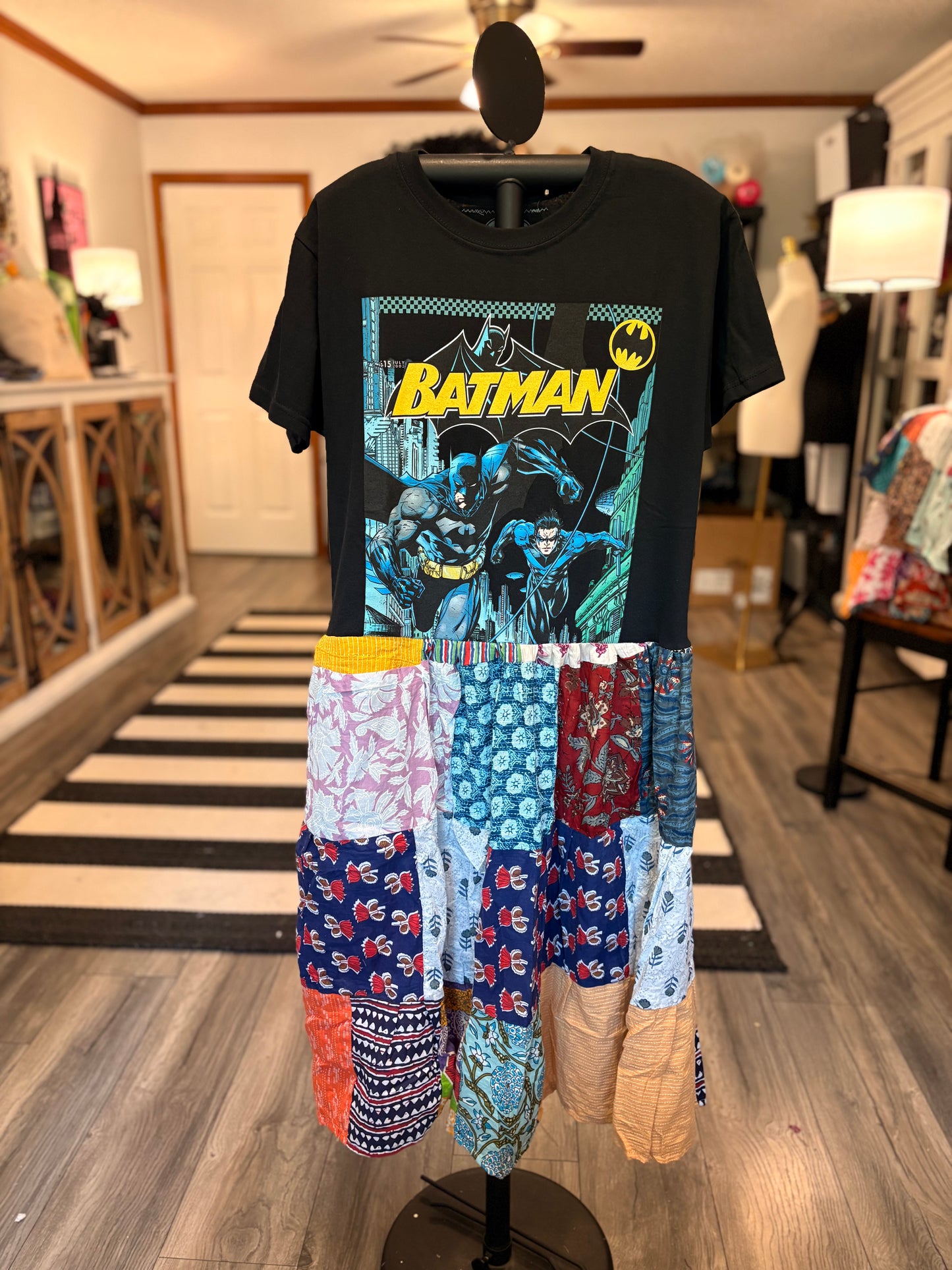 The Batman Upcycled Patchwork Dress One Size Fits an XS to Large