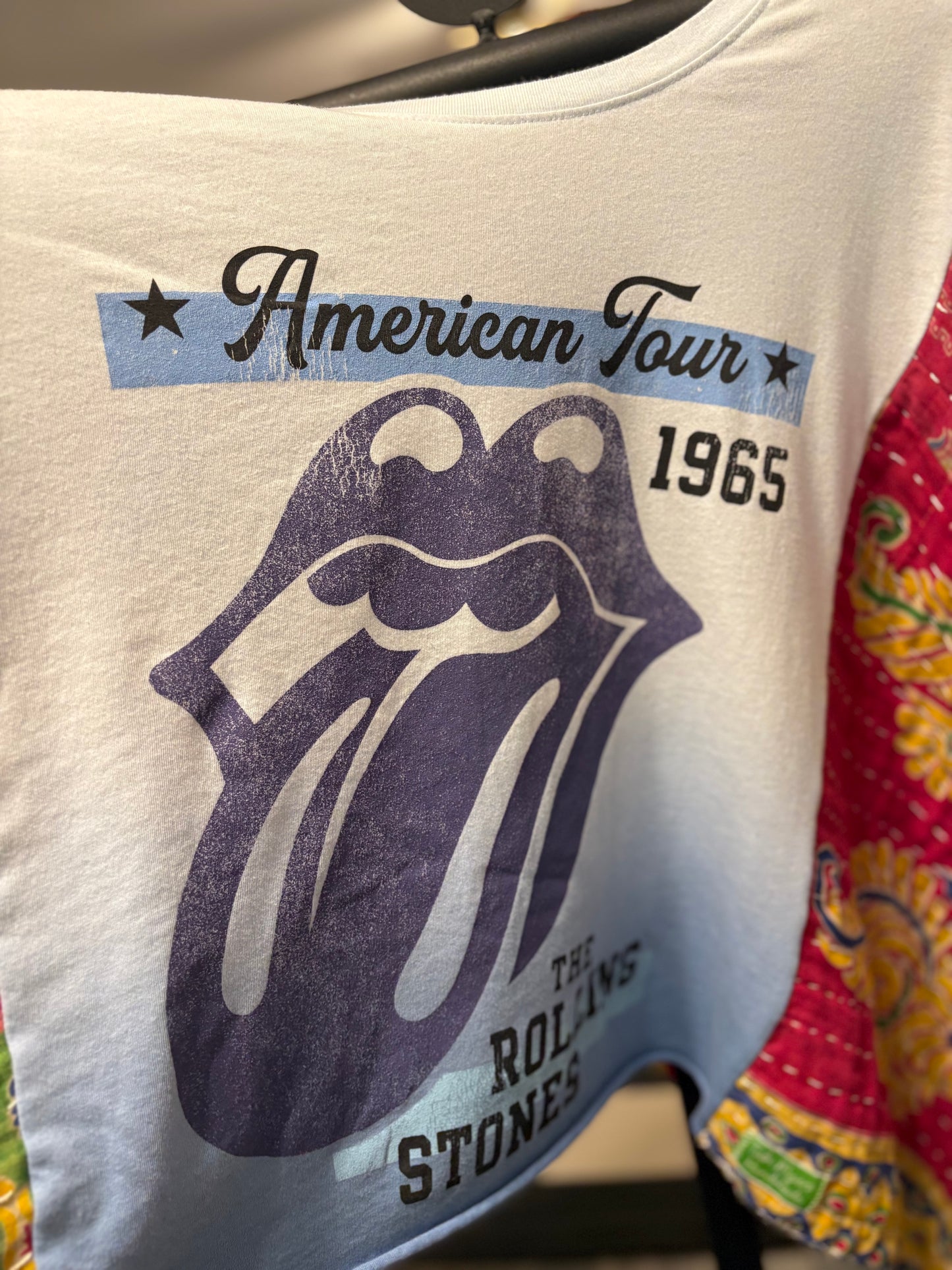 1965 Stones Tour Upcycled Vintage Kantha Poncho Tee Fits A Size Small to XXL