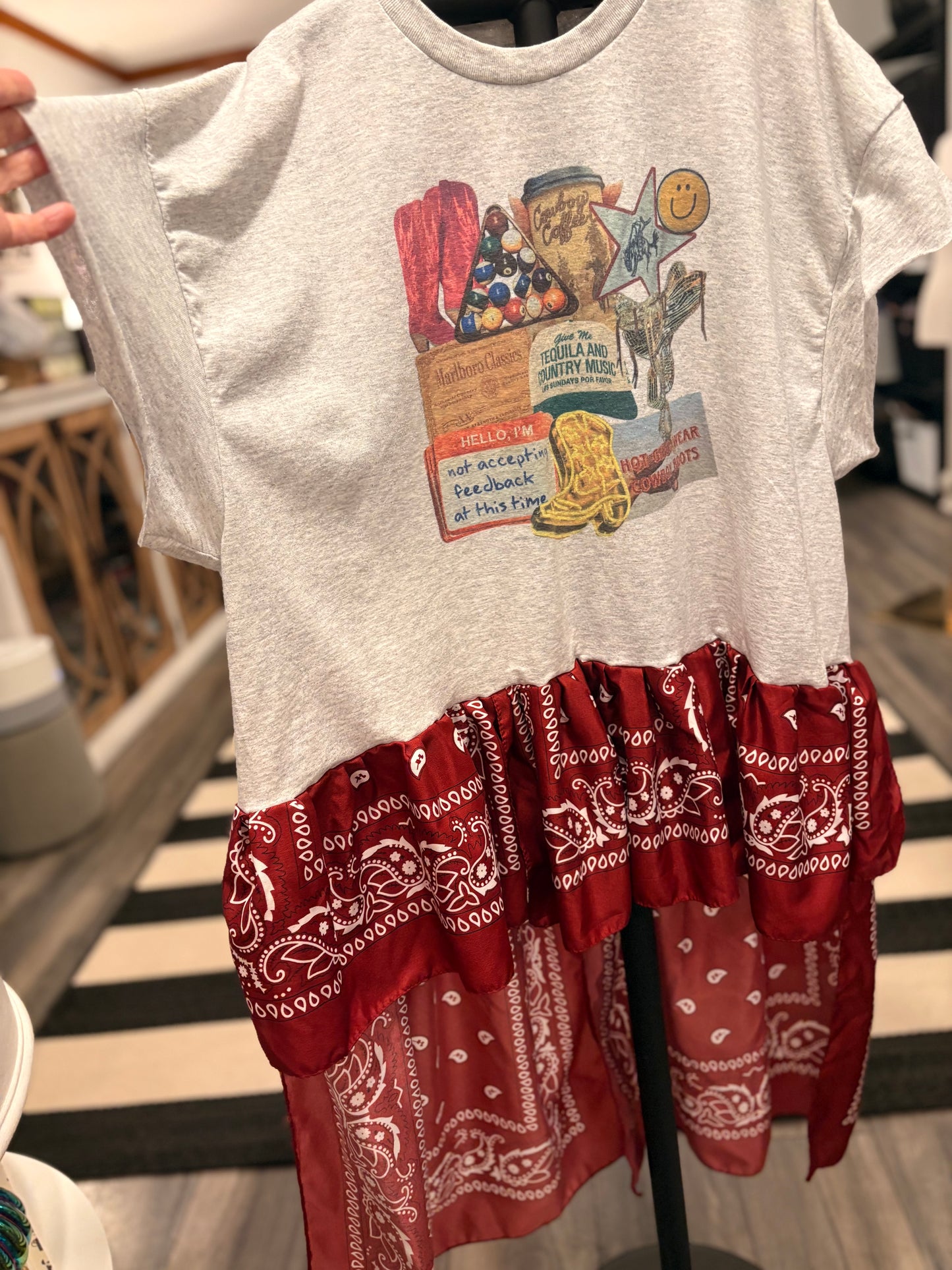 Tequila and Cowgirls Drama Ho/Lo Bandana Tee One size fits a Large to 2X 10-16