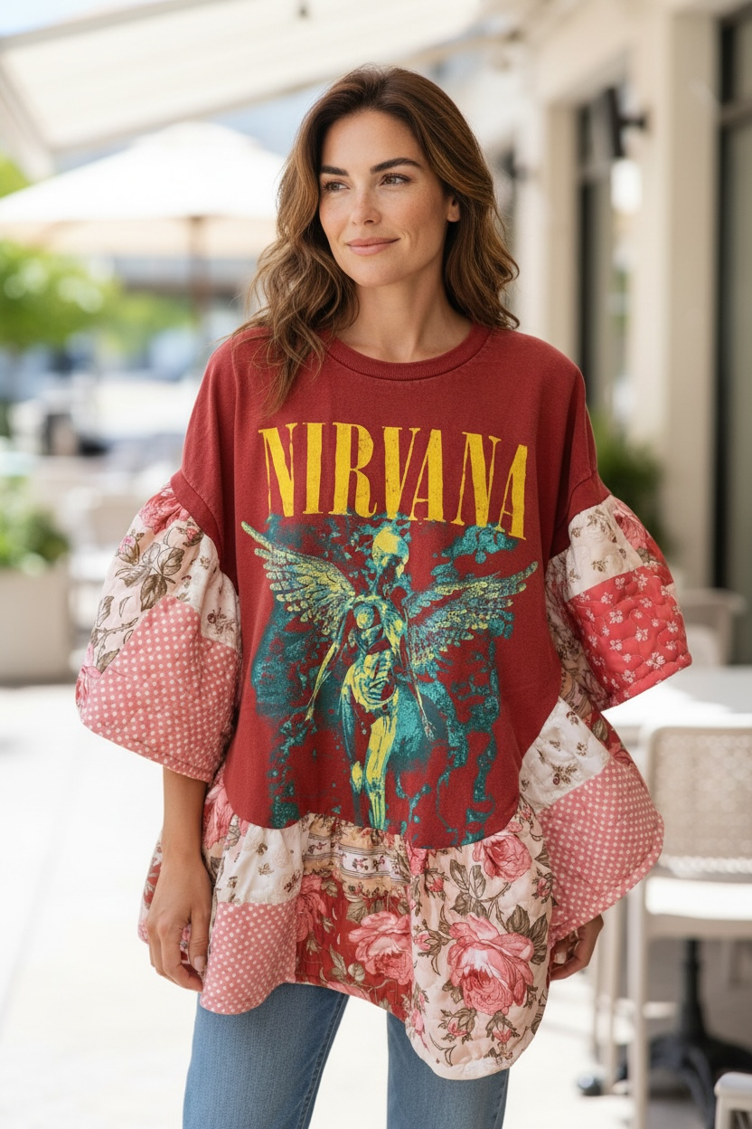 Nirvana Quilted Rock Angel Poncho One Size Fits a Large to 4X (12-24) SUPER Oversized