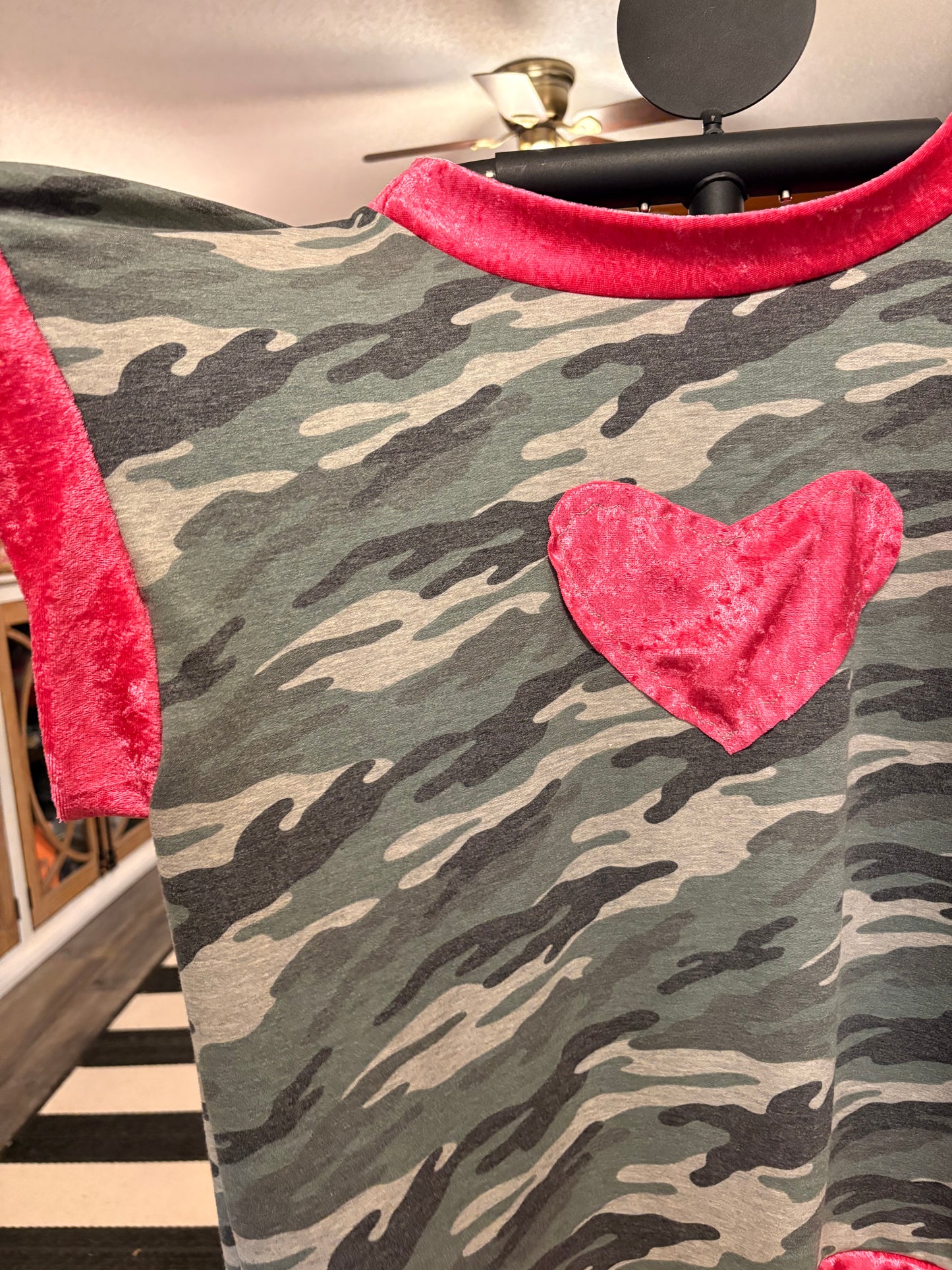 Hunting for Love Crushed Velvet and Camo Tabi Top One Size Fits a Small to Large