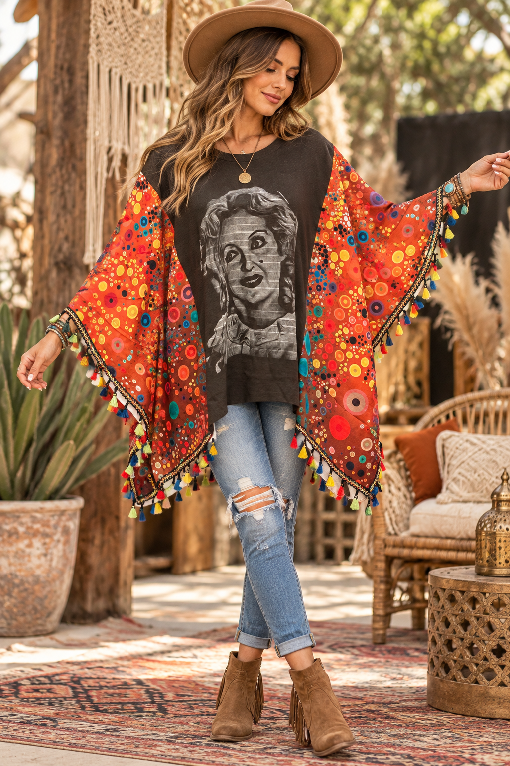 Baby Jane Tassel Poncho One Size Fits a Small to Large