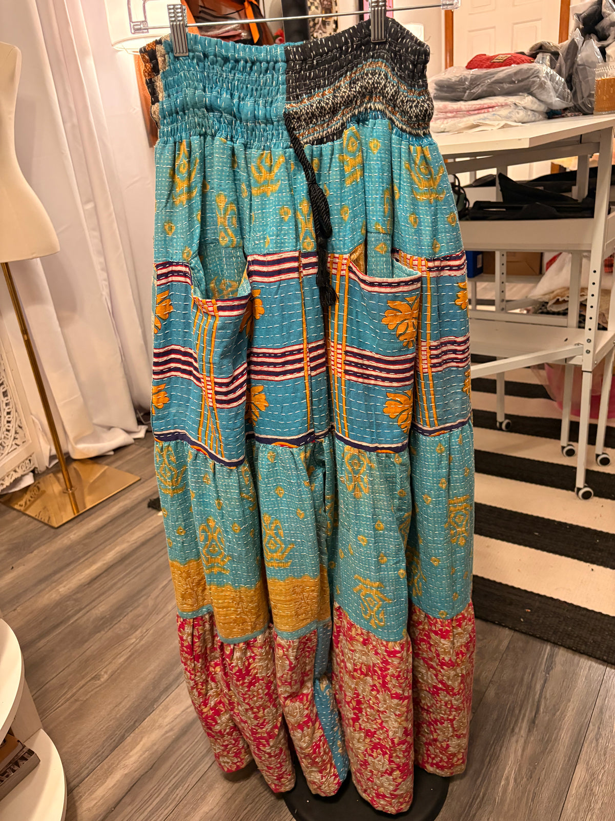 Halle Upcycled Kantha Pants One Size Fits a Size Small to 3X 2-22