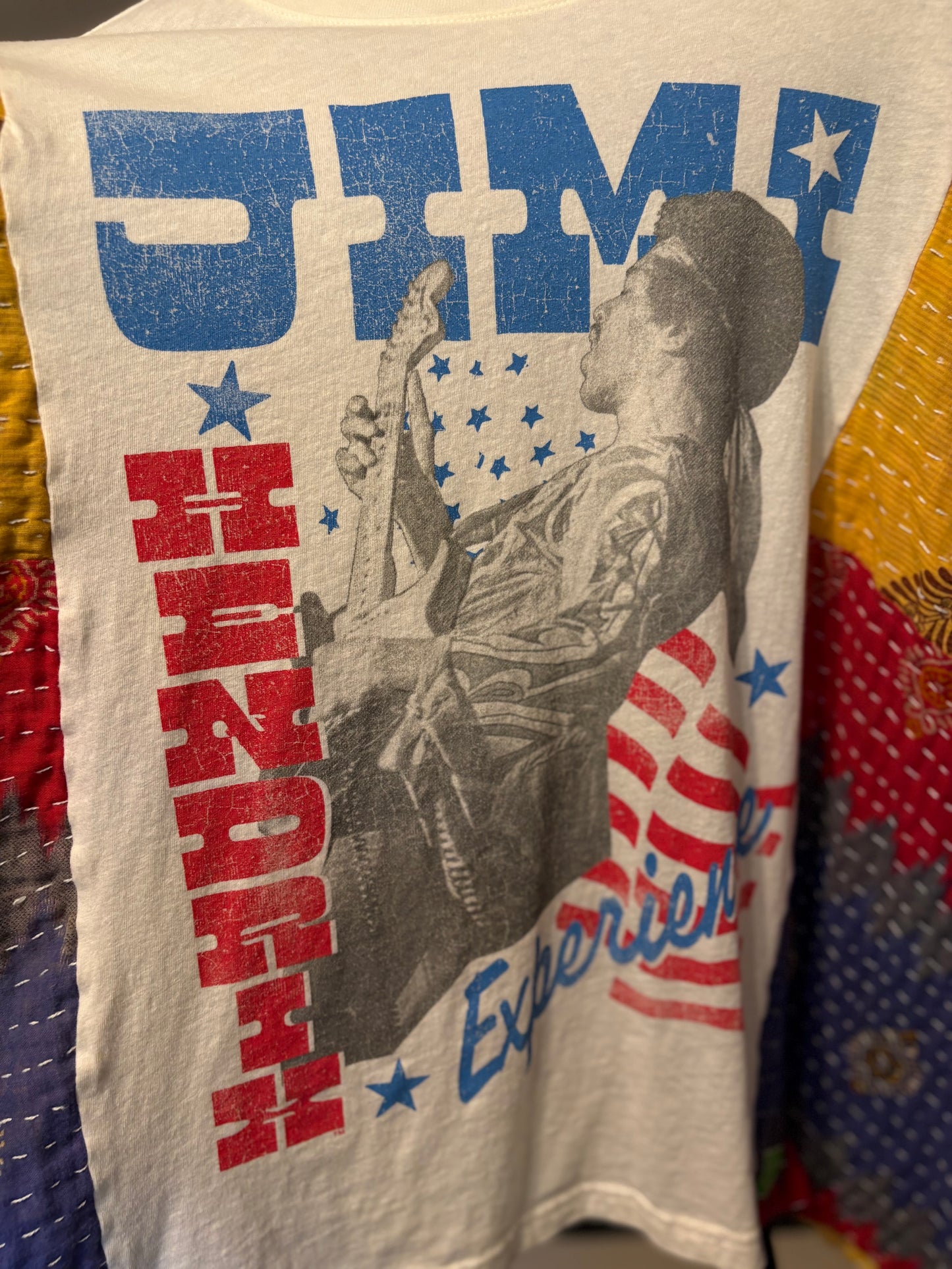 Jimi Hendrix Upcycled Vintage Kantha Poncho Tee One Size Fits a Small to XXL