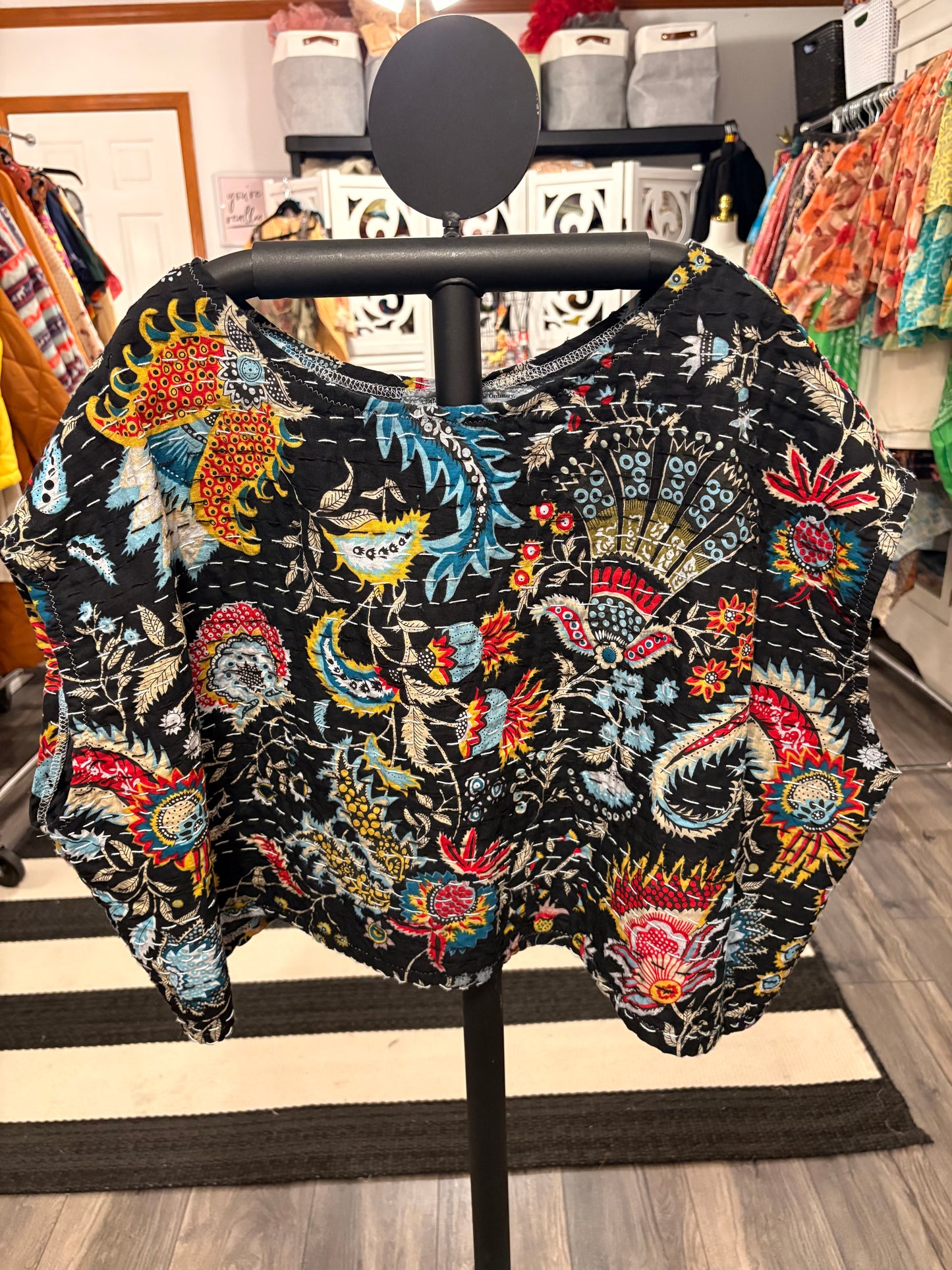 Charlie Midnight Paisley Top One Size Fits Small to Large Cropped