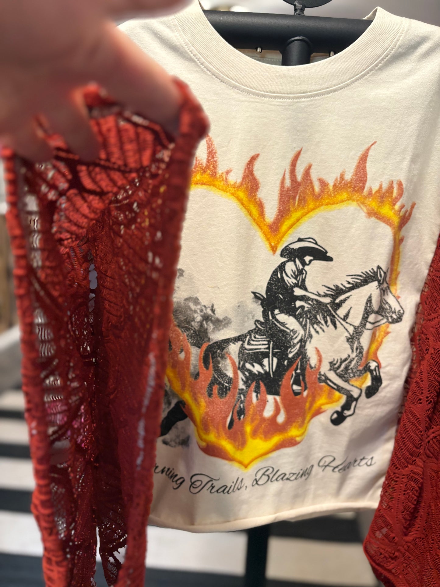 Cowboy Heart Upcycled Crochet Tee One Size Fits a Small to XXL
