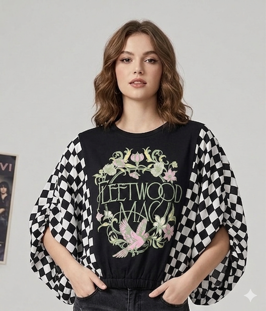 Rumors Bubble Bandana Sleeve Tee Fits a Small to XXL