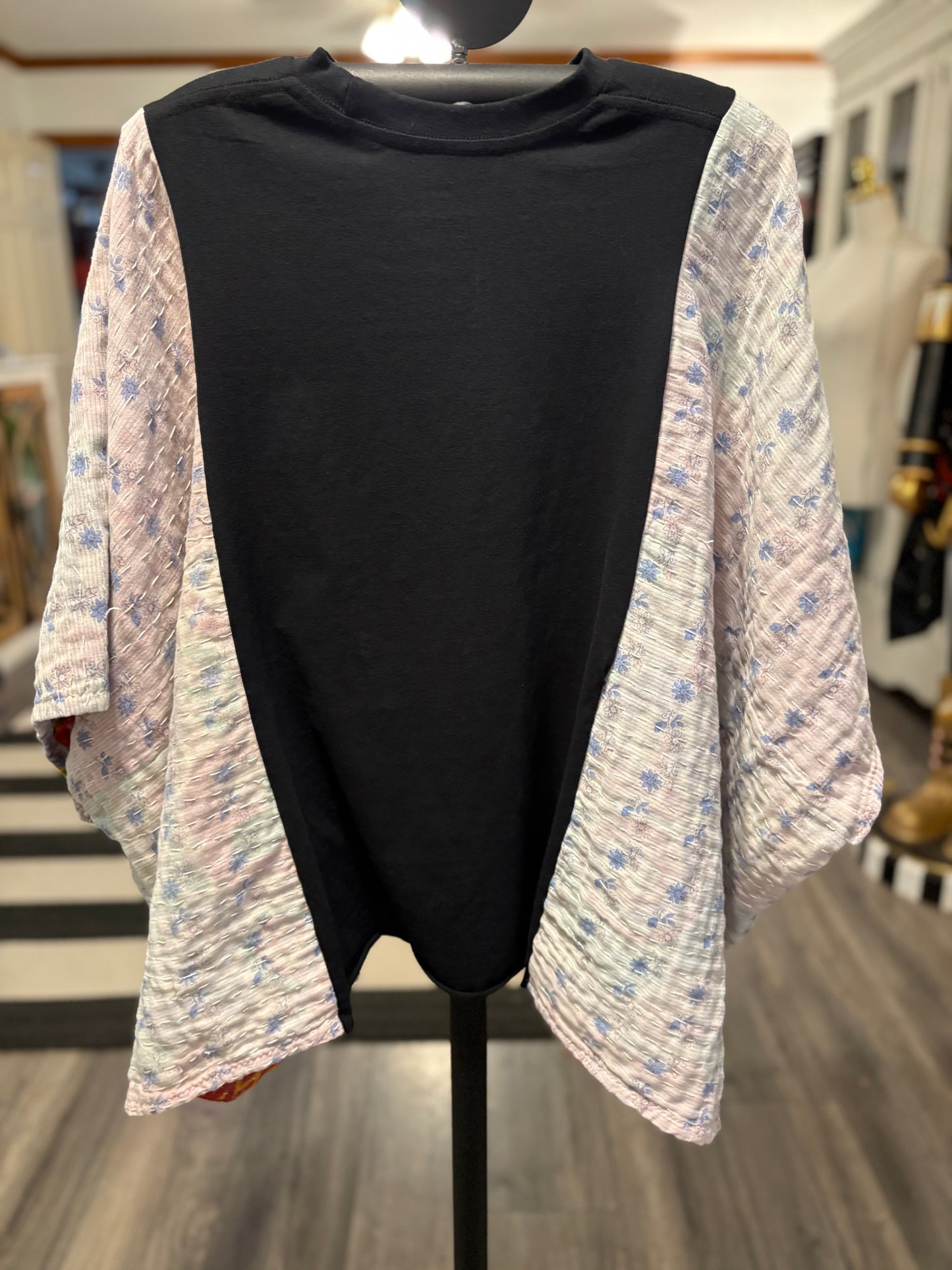 The Big Cheese Upcycled Vintage Kantha Poncho Tee Fits A Size Small to XXL