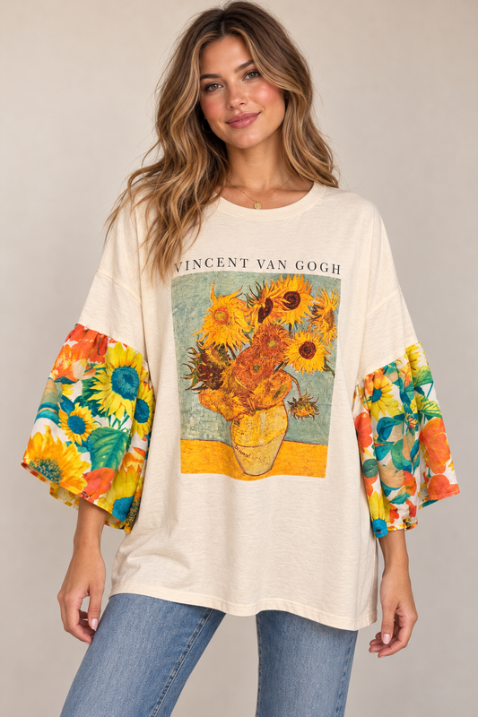 Sunflower Glam Sleeve Tee One Size Fits a Small to XXL