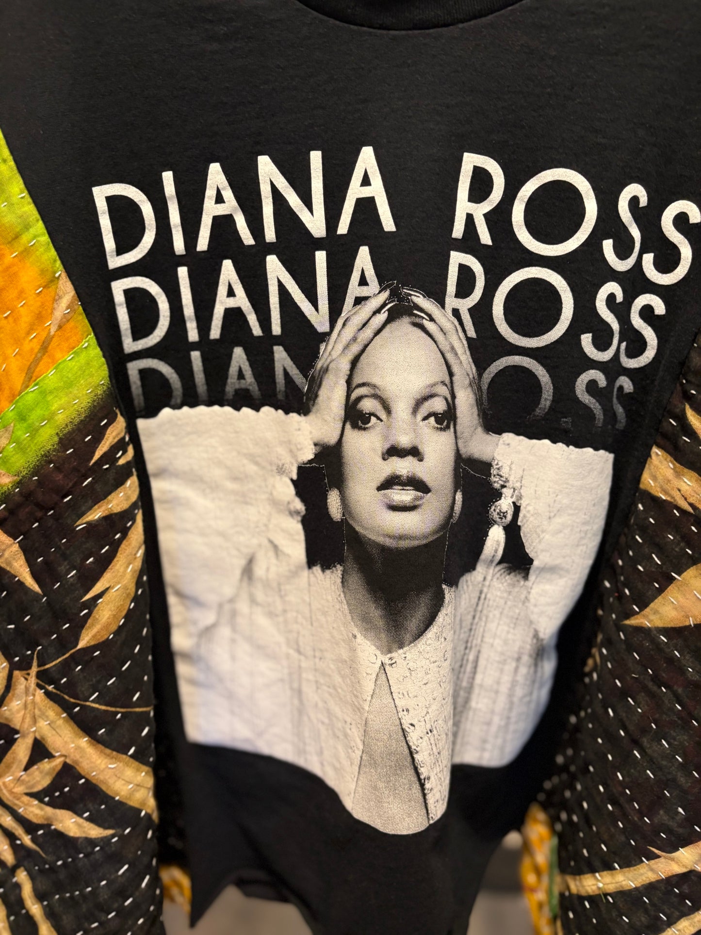 Diana Ross Upcycled Vintage Kantha Poncho Tee Fits A Small to XL