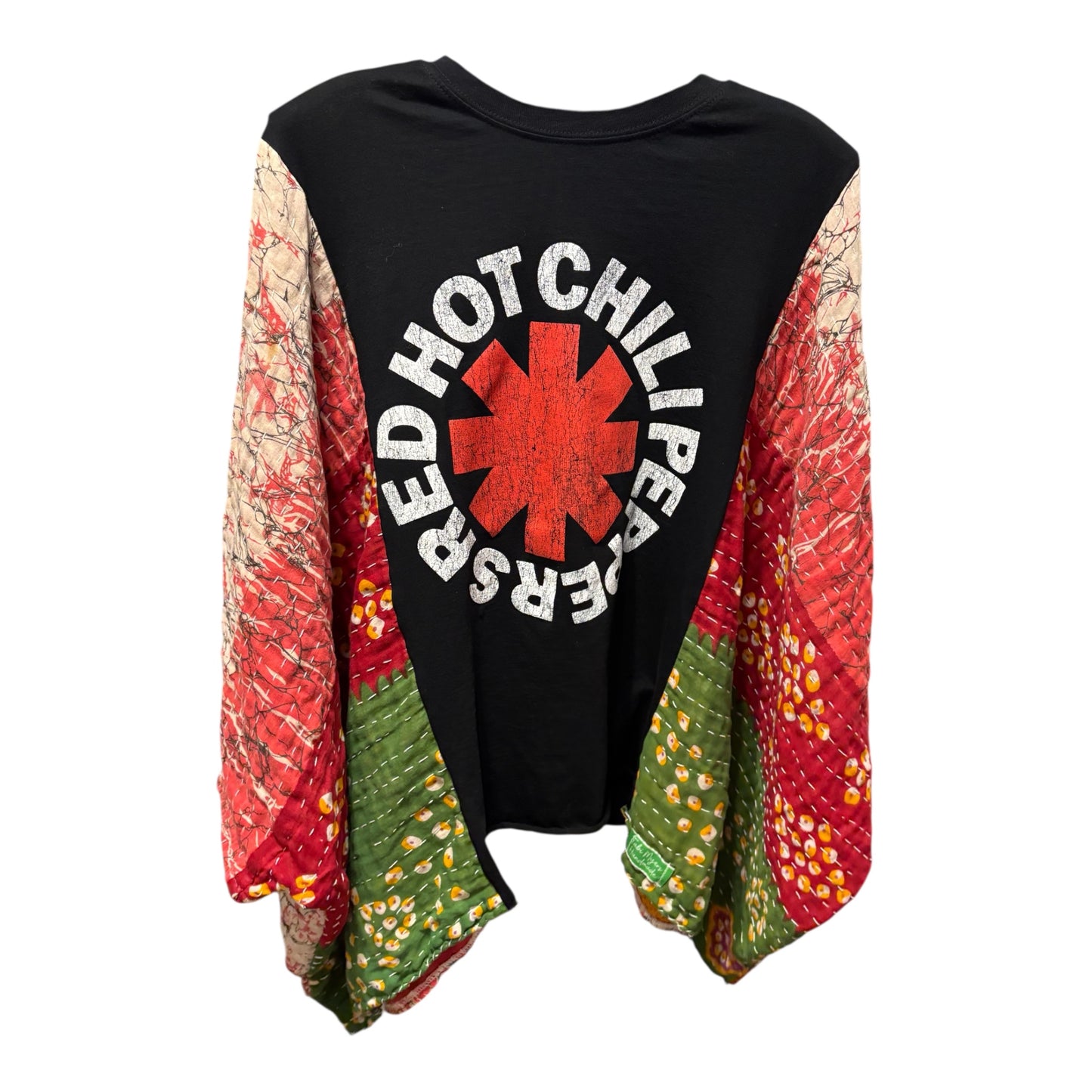 Red Hot Chili Peppers Upcycled Vintage Kantha Poncho Tee Fits A Size Small to 3X