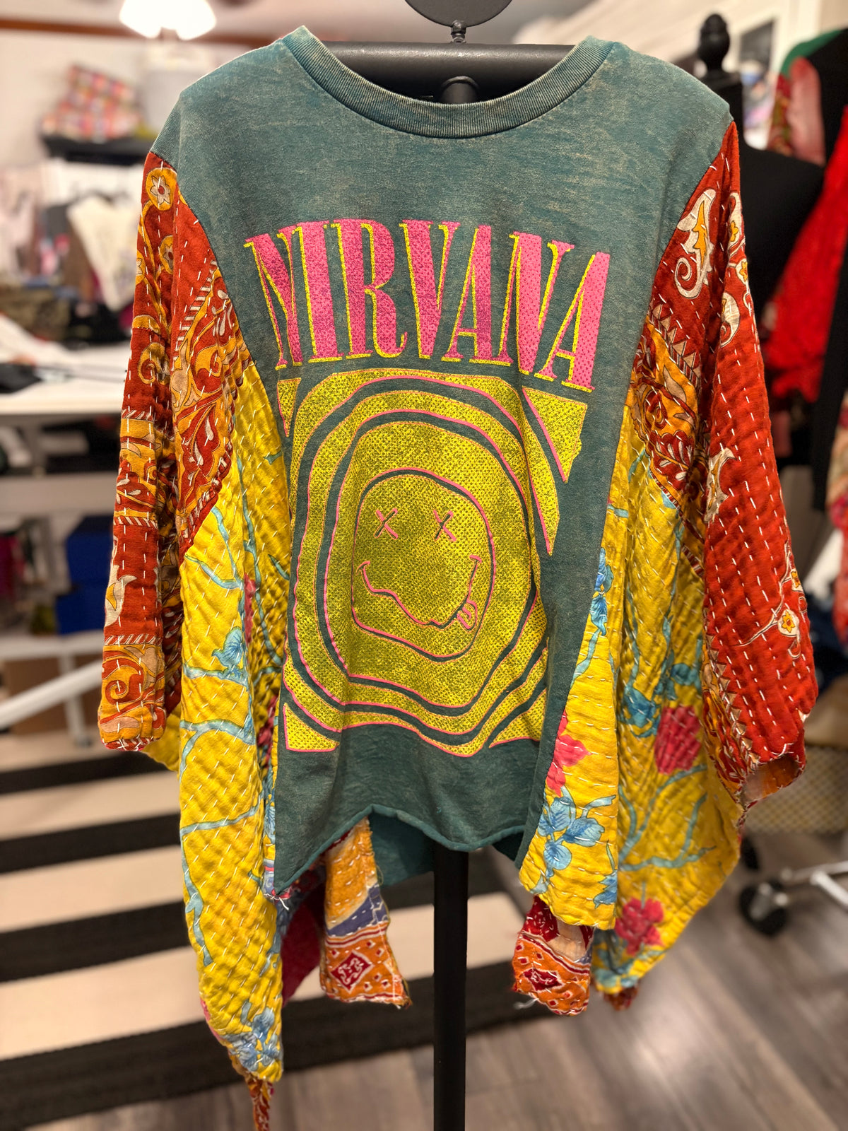 Come As You Are Vintage Kantha Poncho One Size Fits a Small to XXL