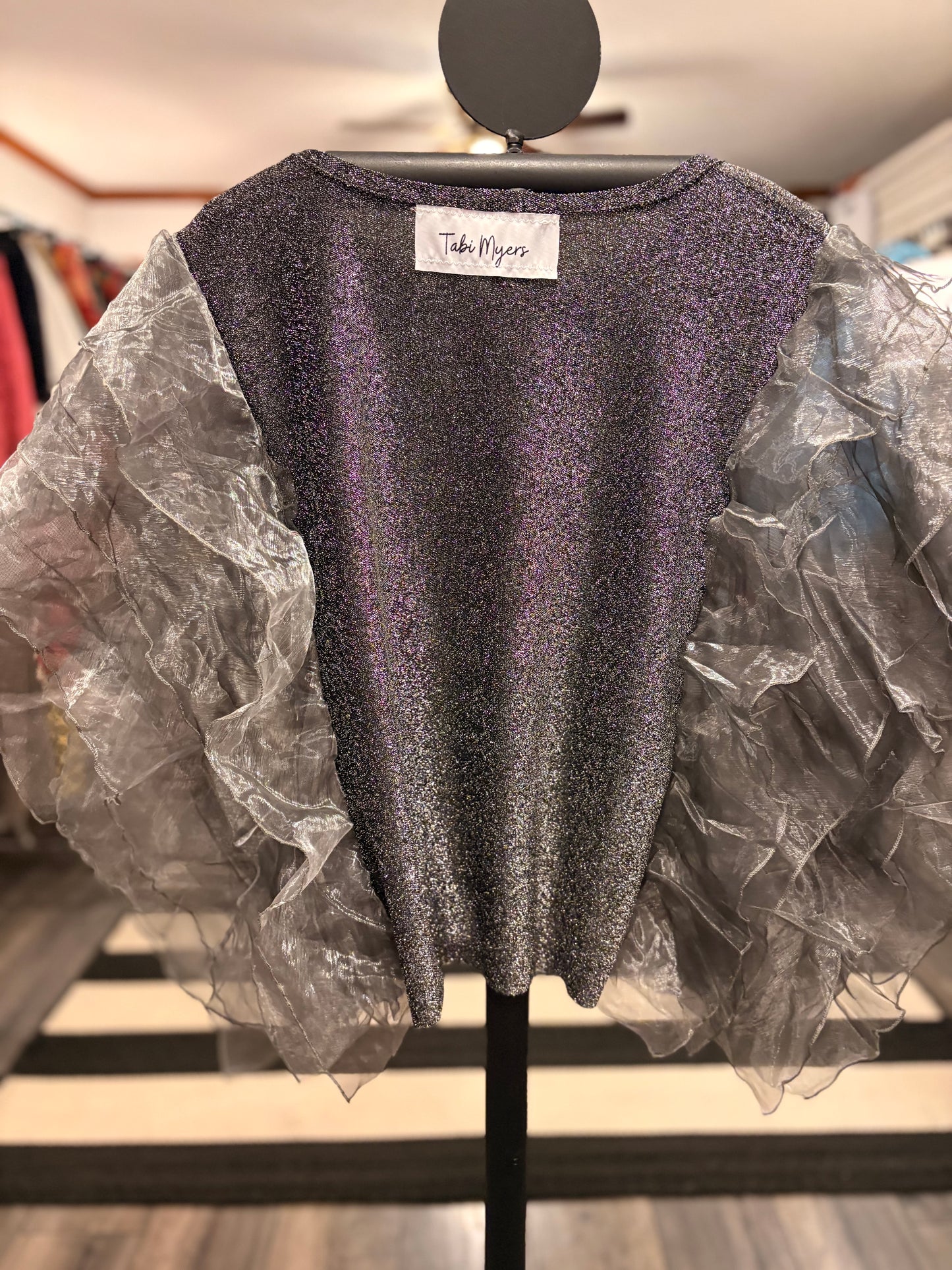 Take It Easy Rockstar Ruffle Top One Size Fits a Small to XL Cropped