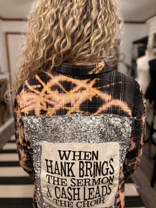Hank and Cash Flashy Flannel with Sequin Panel Small to XXL 4-14