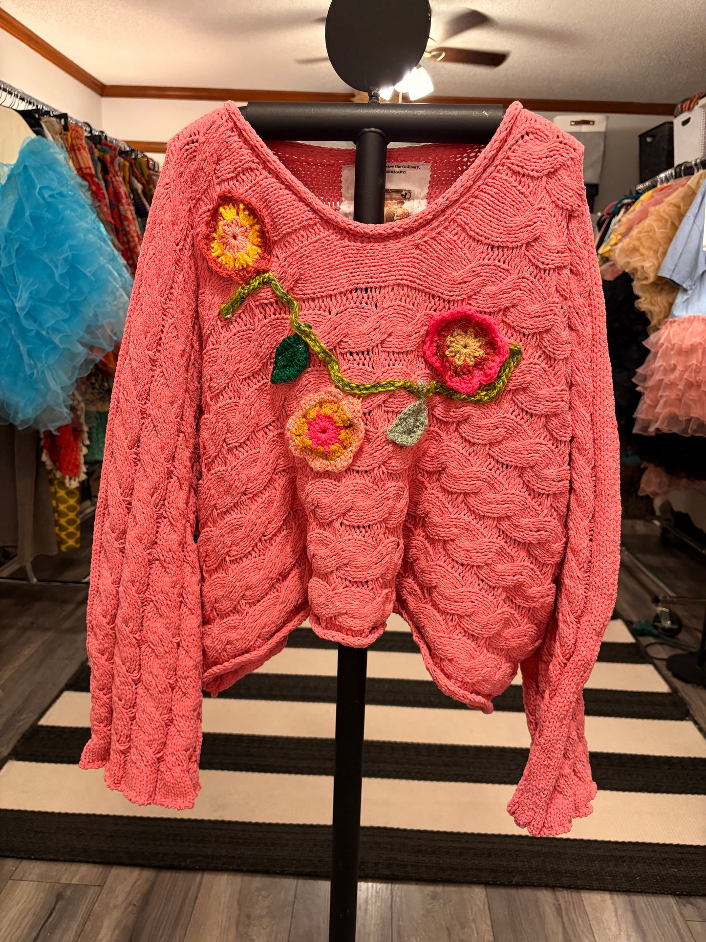 Petunia Pink Crochet Sweater