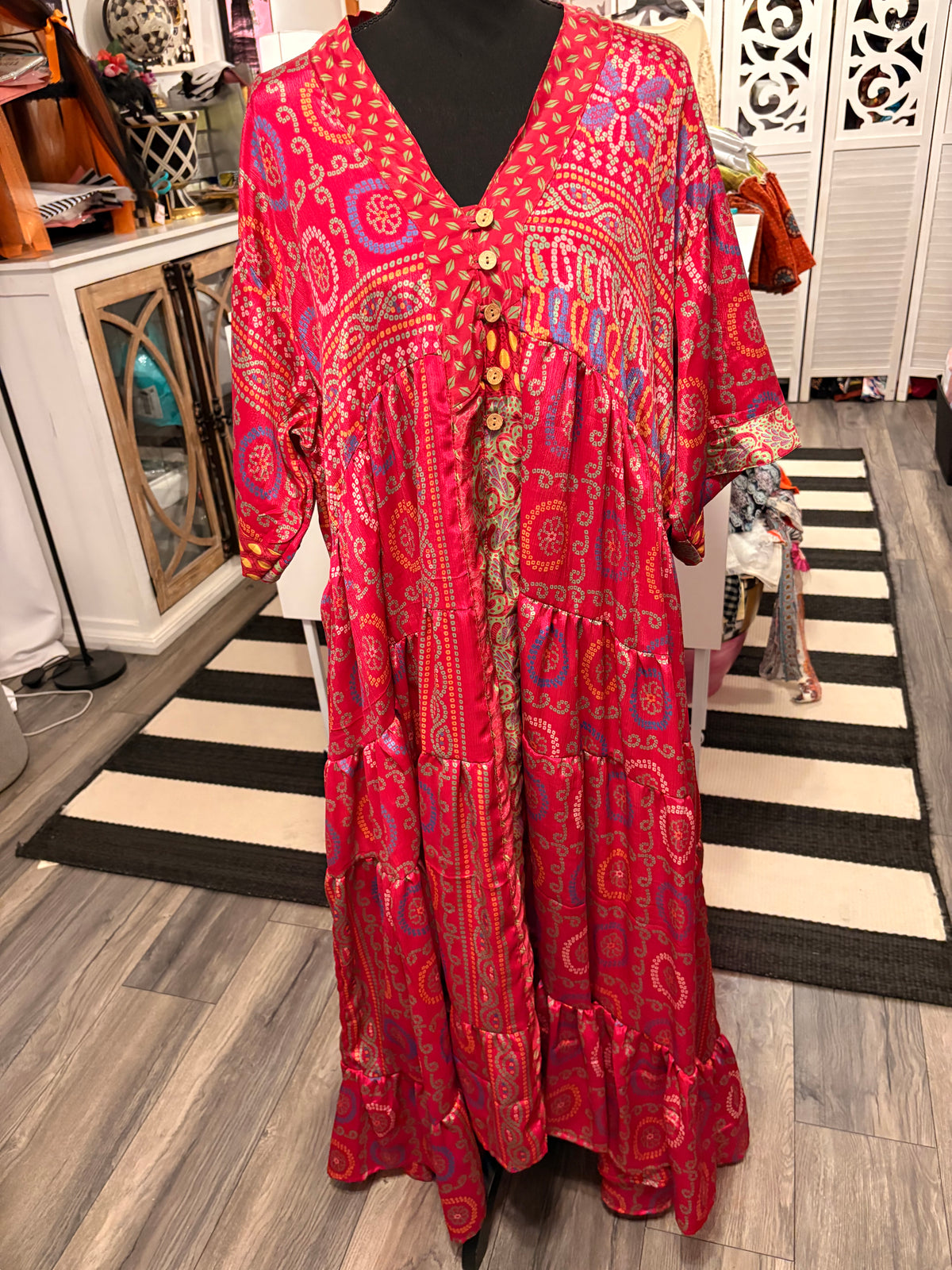 Johanna Silk Ruffled Duster One Size Fits Small to 2X 2-16