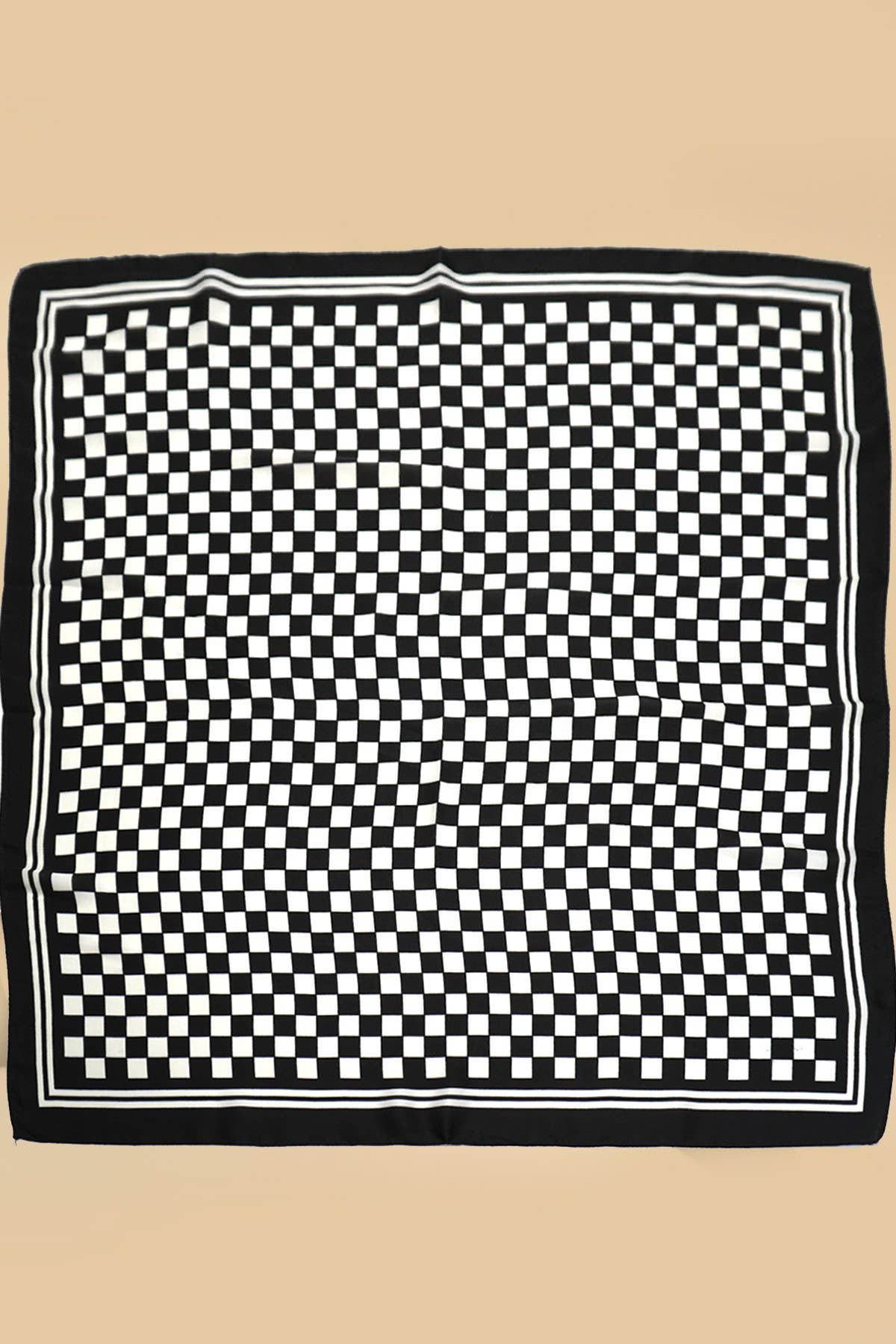 LARGE CHECKER PRINT SILKY FEEL BANDANA SCARF | 40SC692: Black