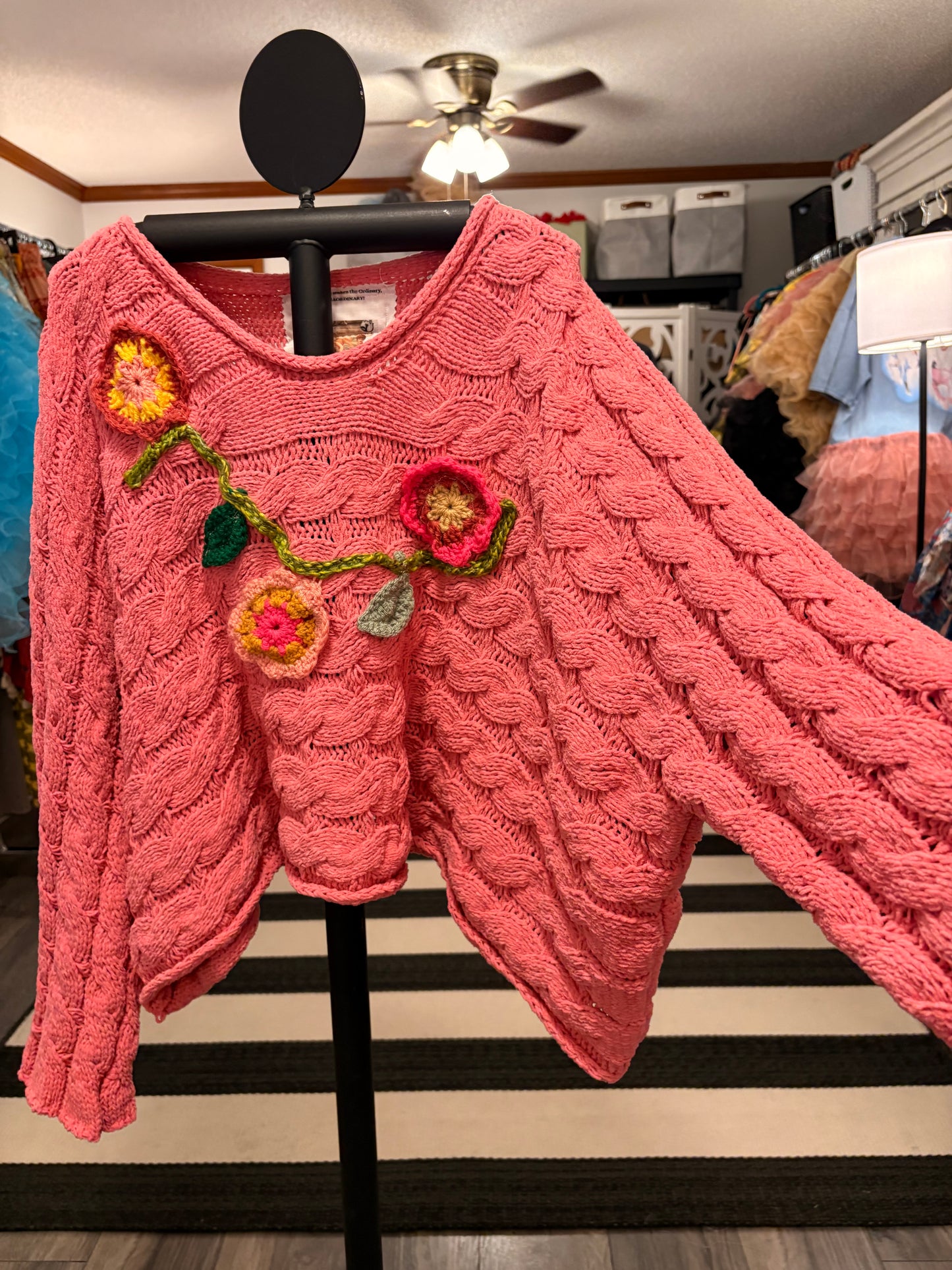 Petunia Pink Crochet Sweater
