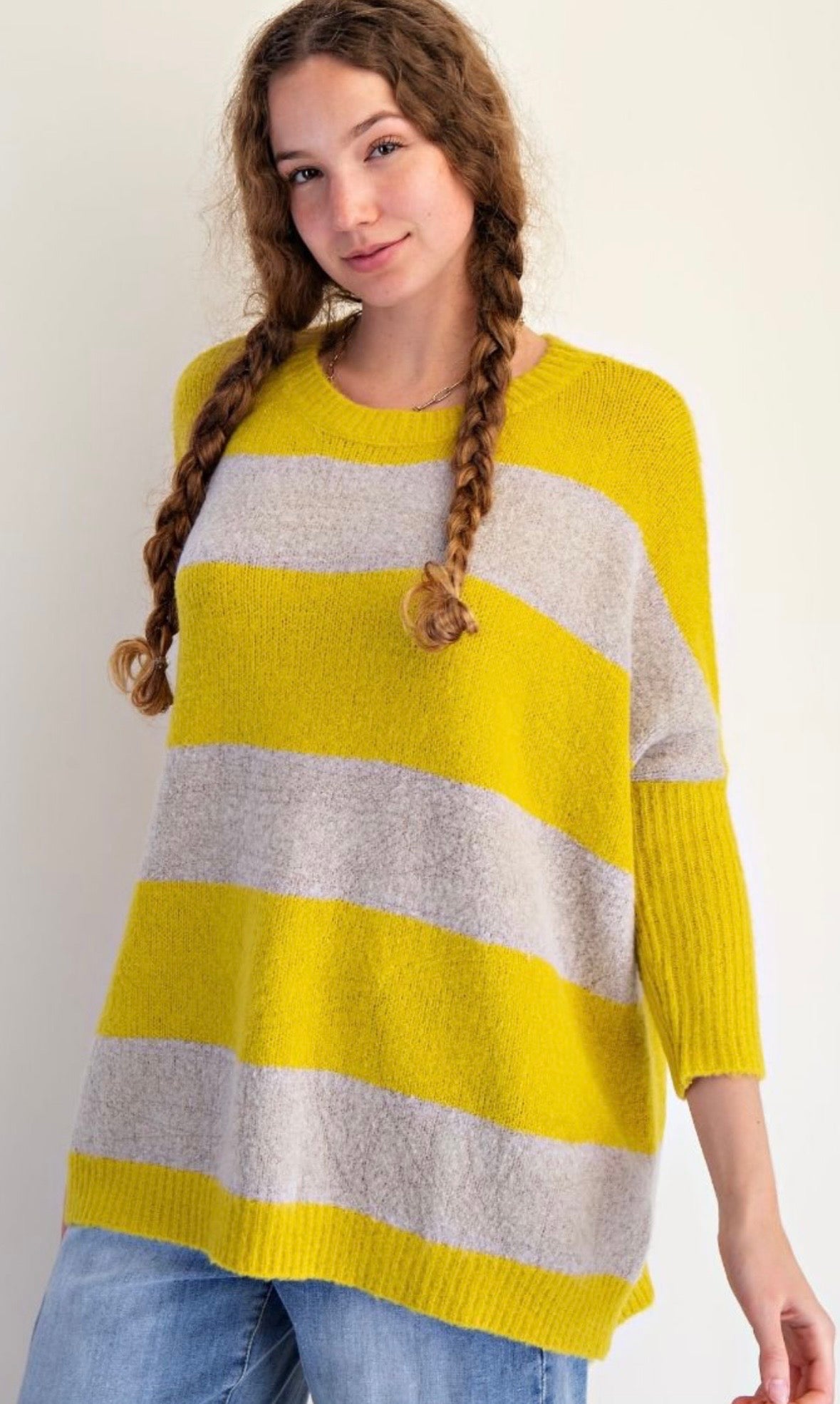 Striped Knit Sweater Pullover