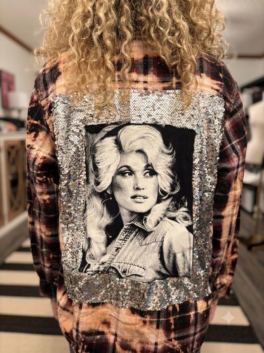 Grits and Guts Flashy Flannel with Sequin Panel Small to XL 4-16