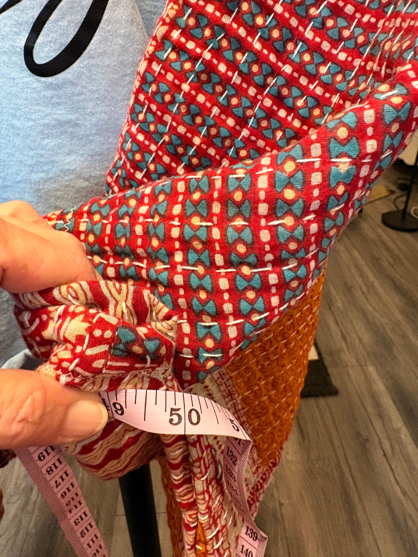 Trusting GOD Upcycled Vintage Kantha Quilt Poncho Tee One Size Fits a Small to XL