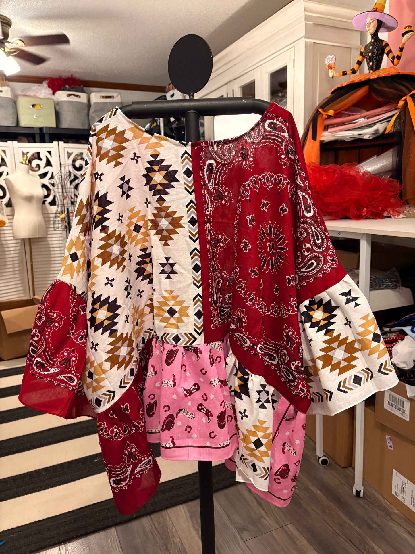 Boots and Bandanas Bandana Ruffled Poncho One Size Fits a Small to 3X