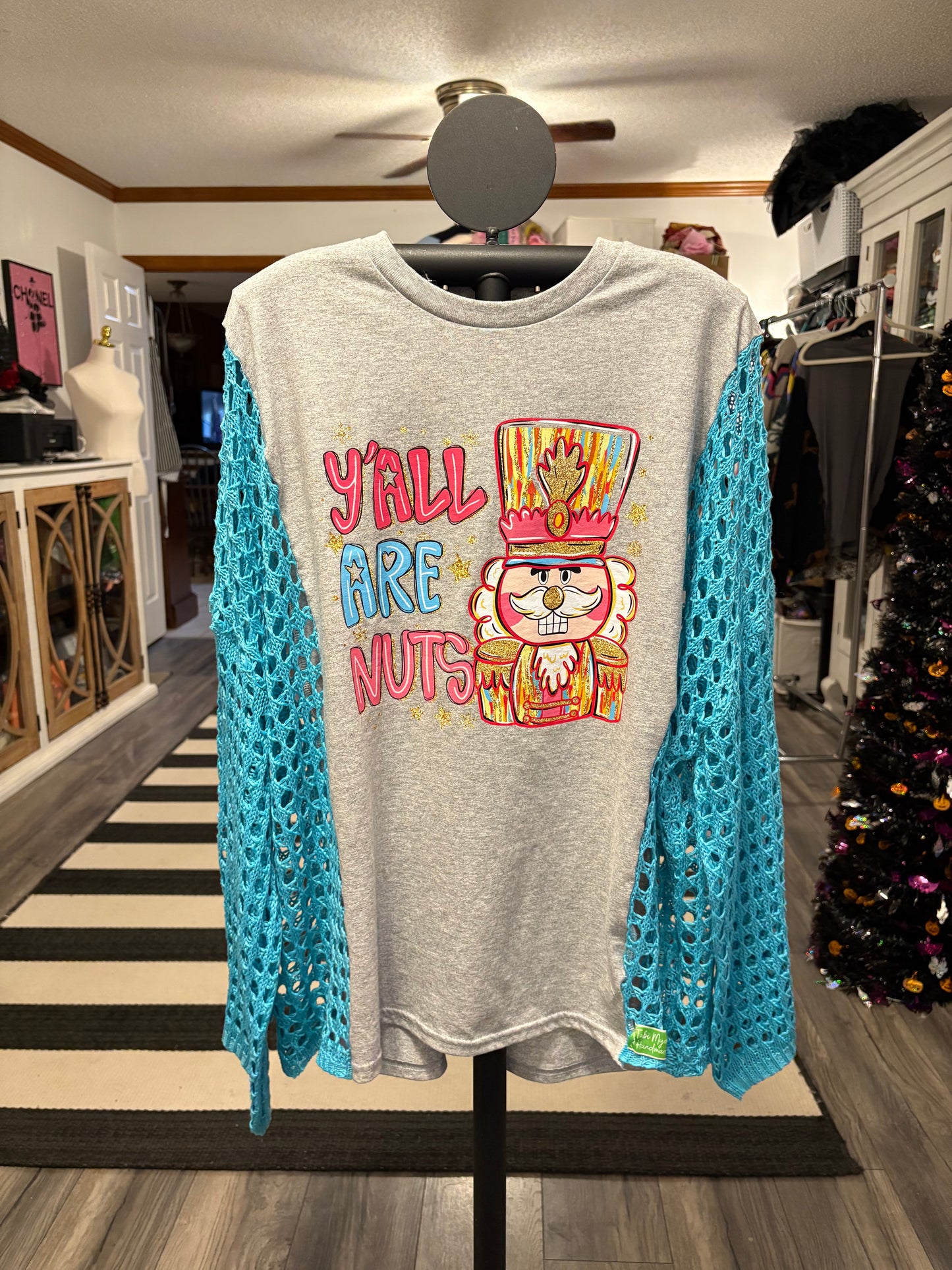 Y’all Are Nuts Upcycled Drop Sleeve Sweater One Size Fits a Small to XXL