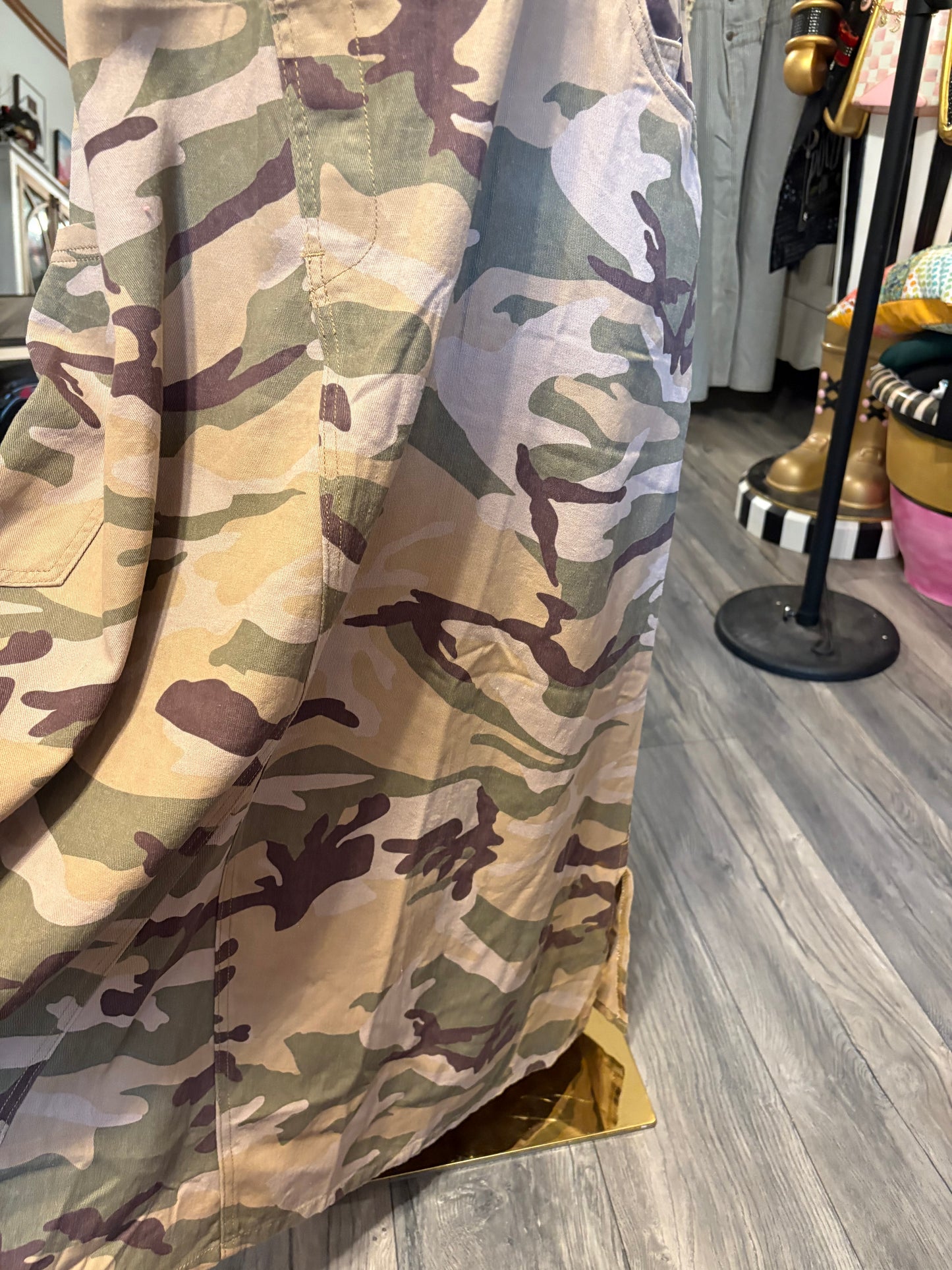 Beige Camo Overall Maxi Dress