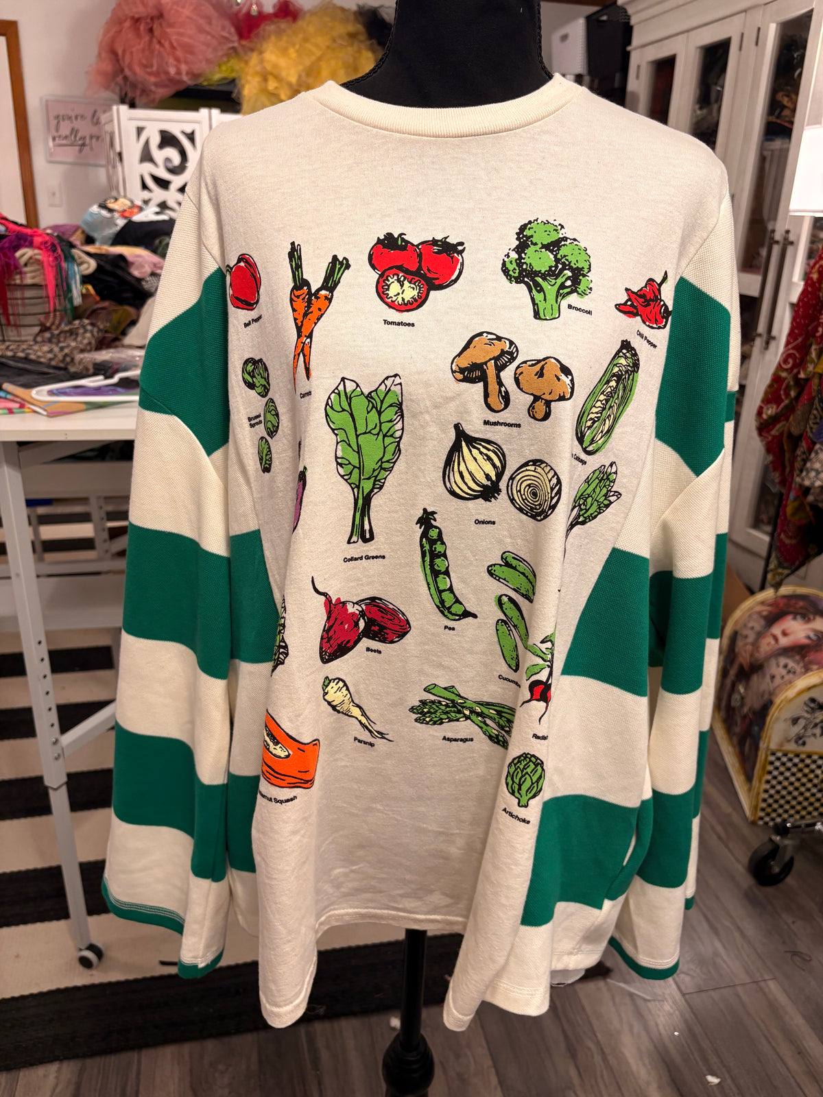 Veggie Striped Sweatshirt Tee One Size fits a Small to XXL