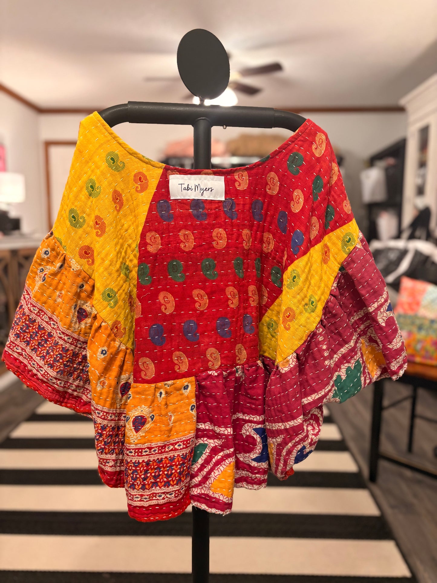 Janice Kantha Circle Top One Size Fits a Small to 3X