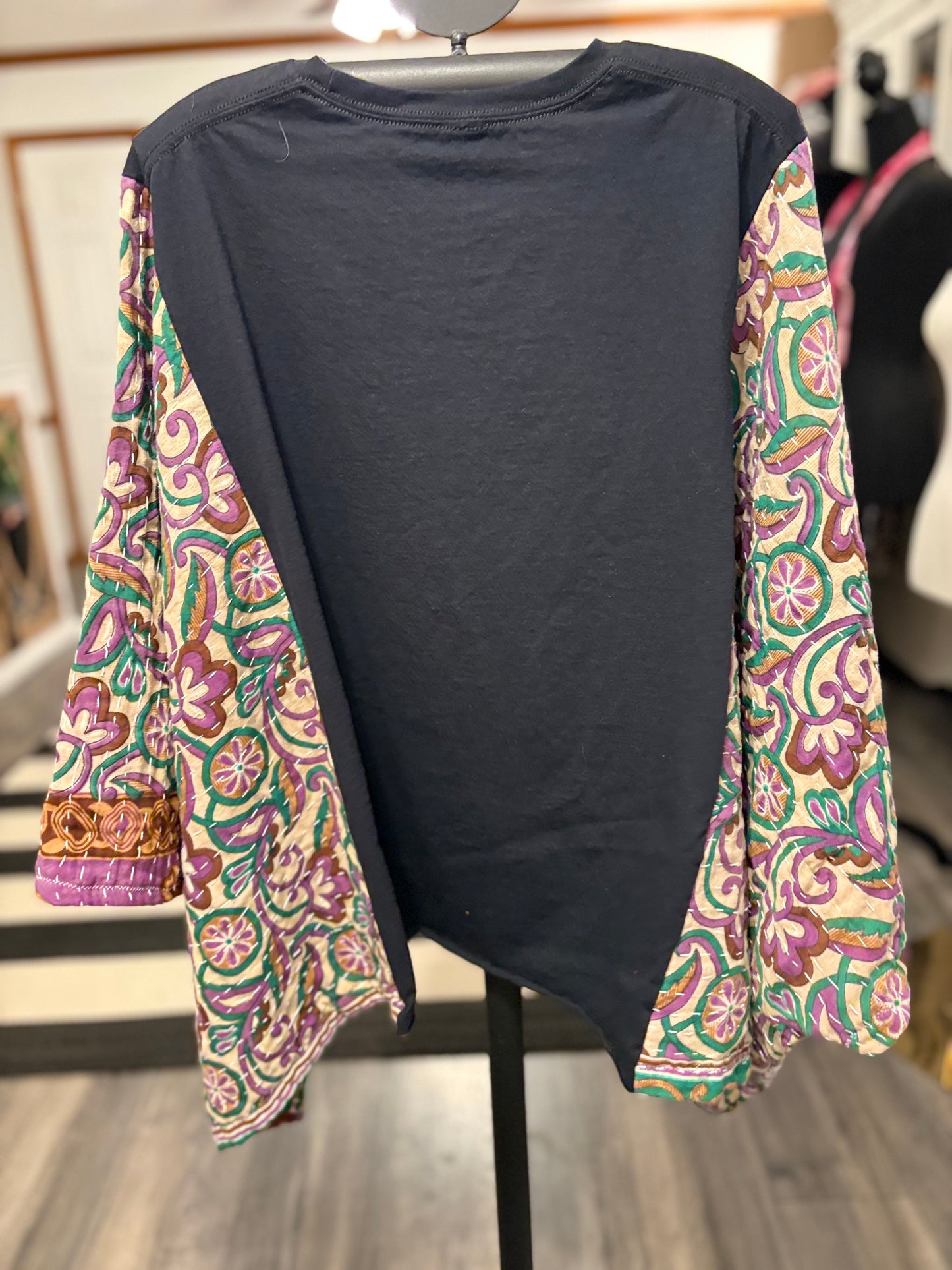 Guts and Grits Dolly Upcycled Vintage Kantha Poncho Tee One Size Fits a Small to XXL