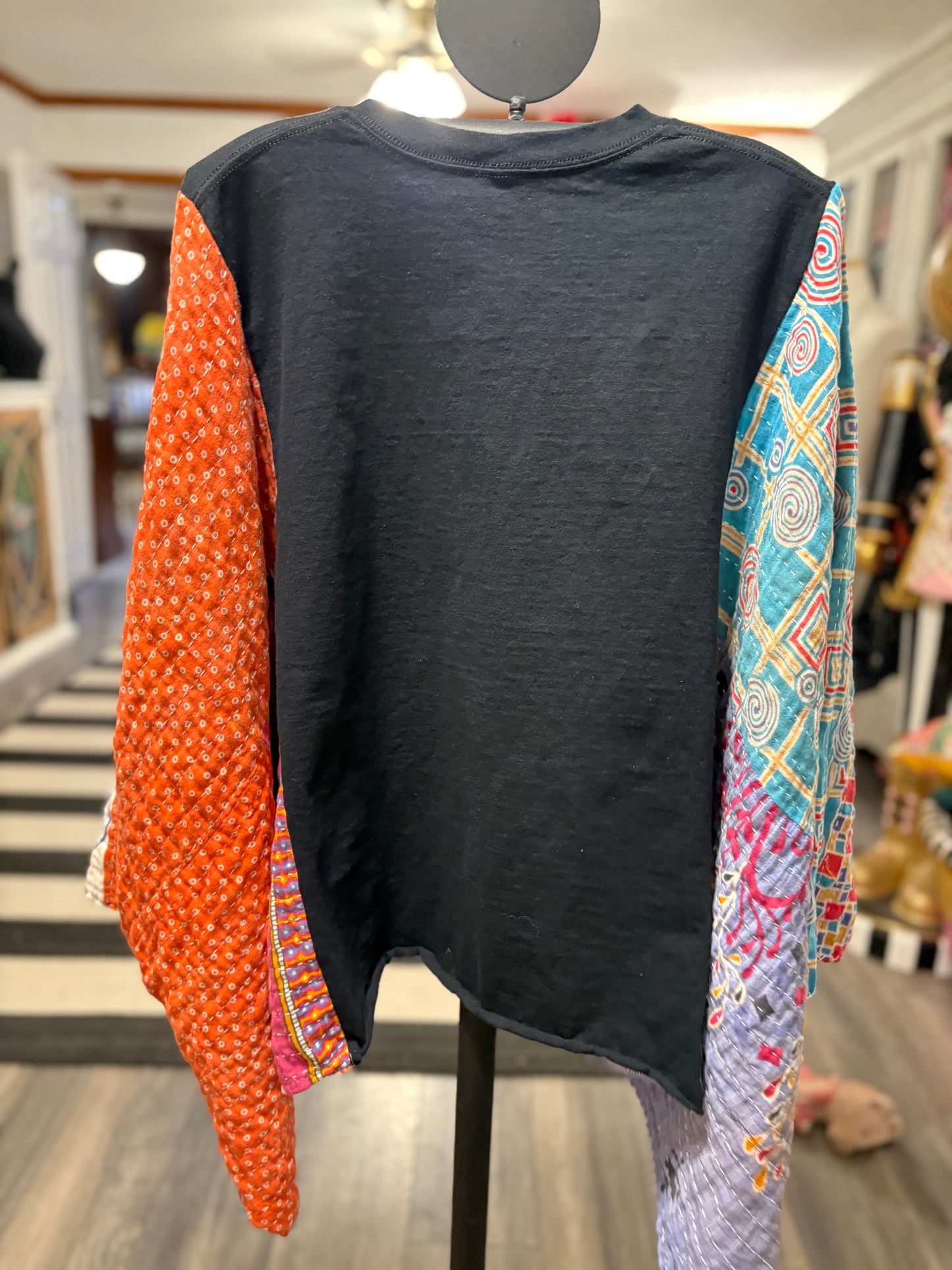 As If Upcycled Vintage Kantha Poncho Tee Fits A Size Small to XXL
