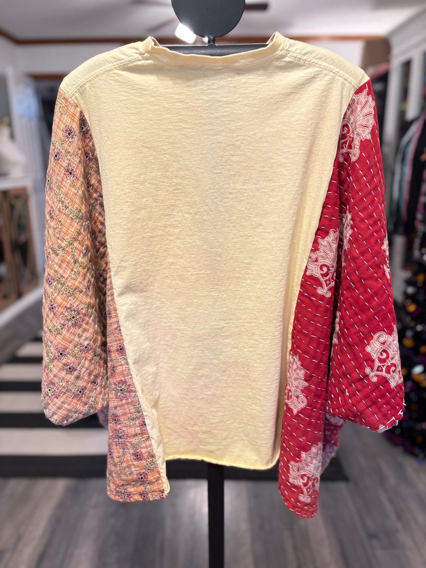 Johnny Cash Upcycled Vintage Kantha Poncho Tee Fits A Small to XXL