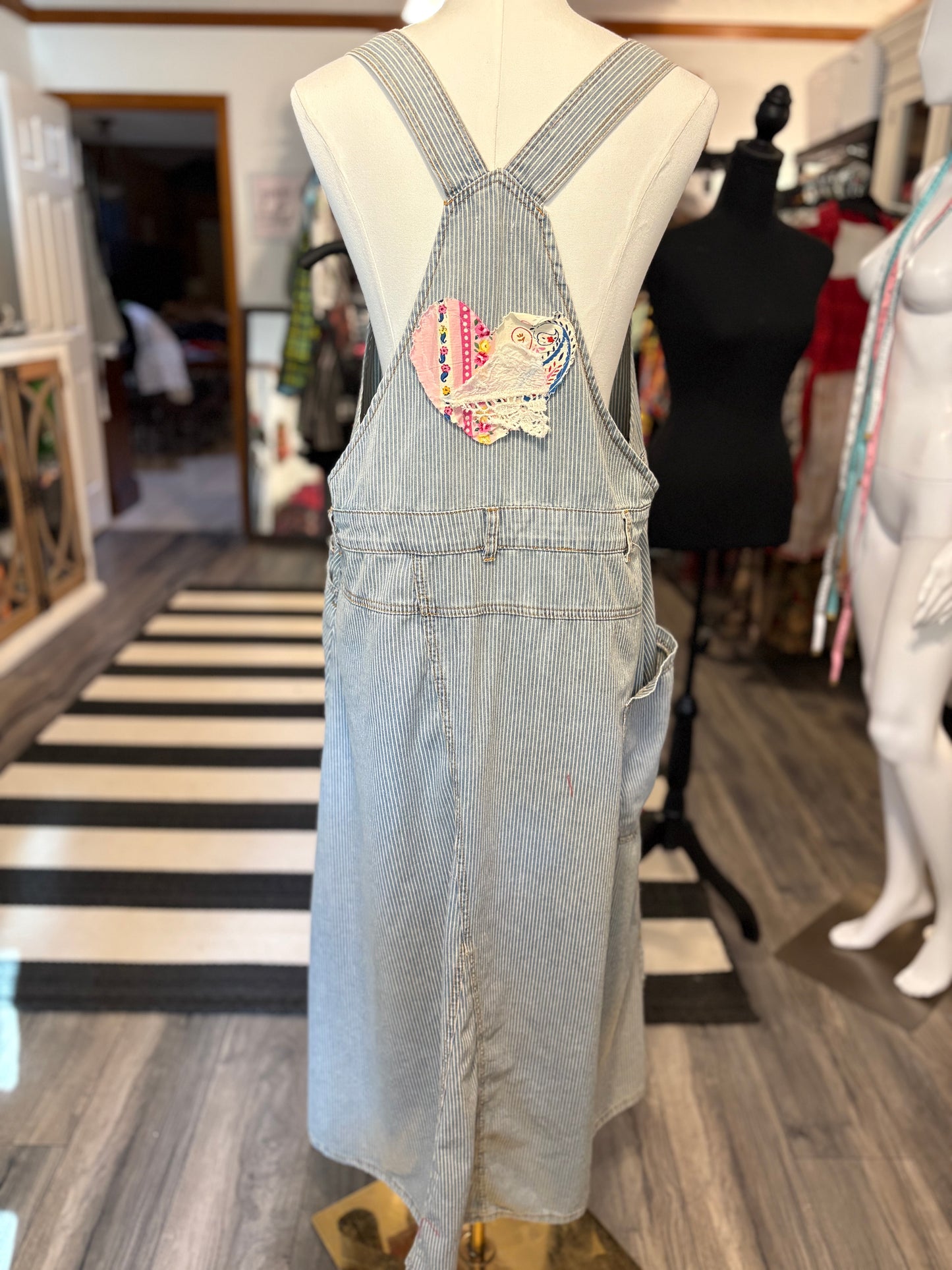 Rose Garden Upcycled Patchwork Overall Dress One Size Fits a Small to XXL