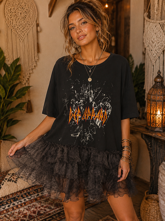 Hysteria Rockstar Ruffle Top One Size Fits a Small to 2X