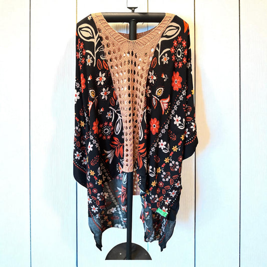 Fall Dreams Upcycled Crochet Kimono Fits a Small to XXL