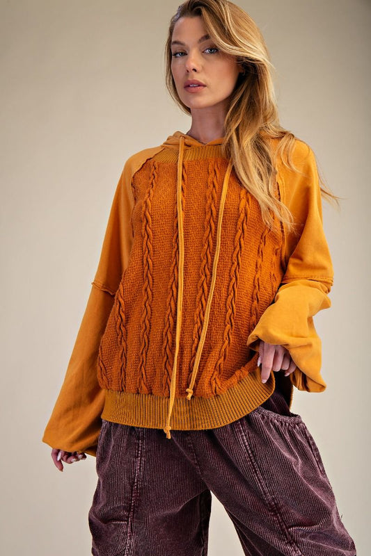 Textured Mineral Washed Thermal Knit Pullover