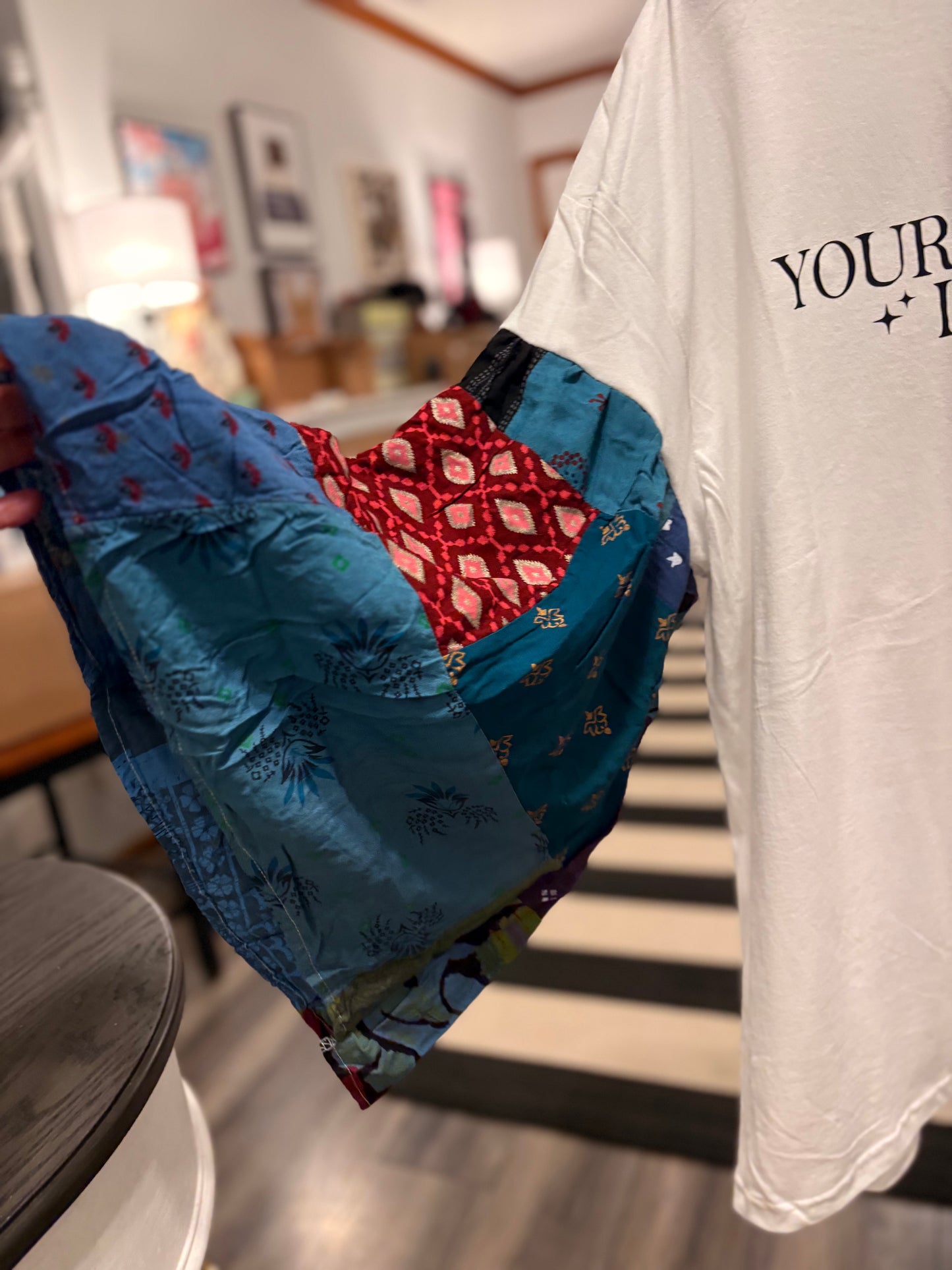 Your 41 is Coming Flare Patchwork Sleeve Tee Fits a Small to XL