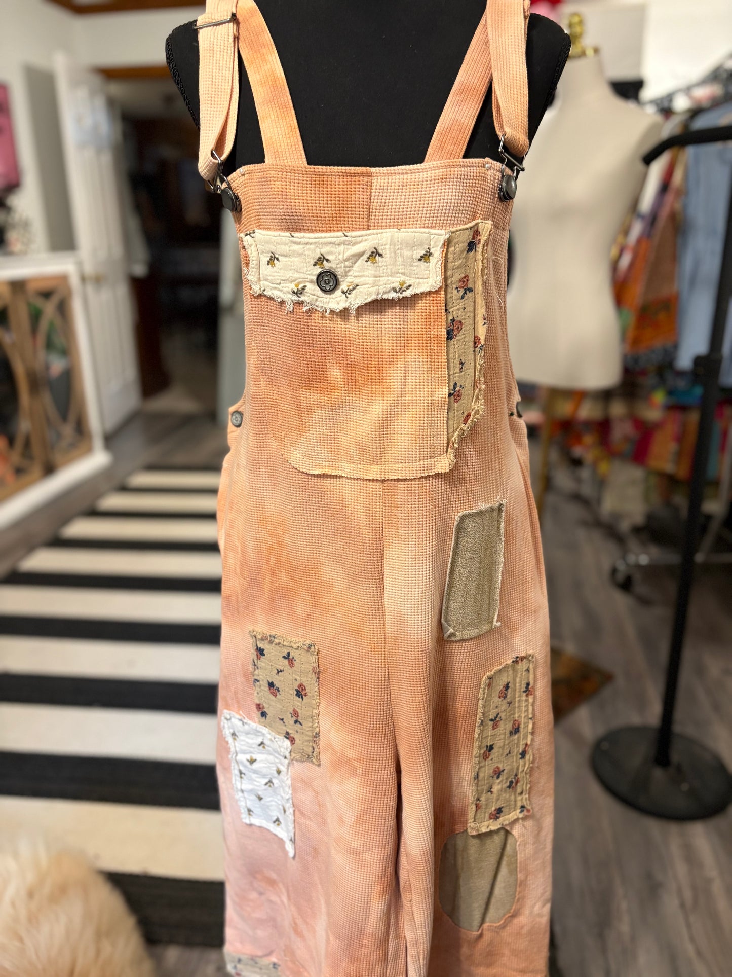 Pumpkin Patchwork Cropped Overalls
