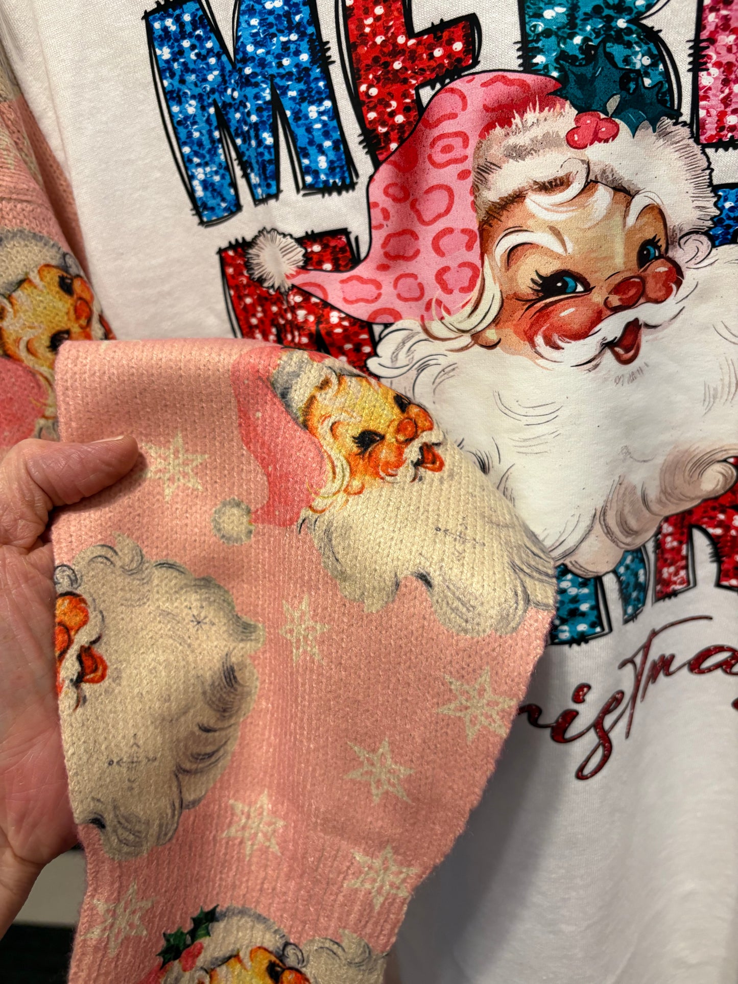 Vintage Santa Upcycled Drop Sleeve Sweater One Size Fits a Small to XXL