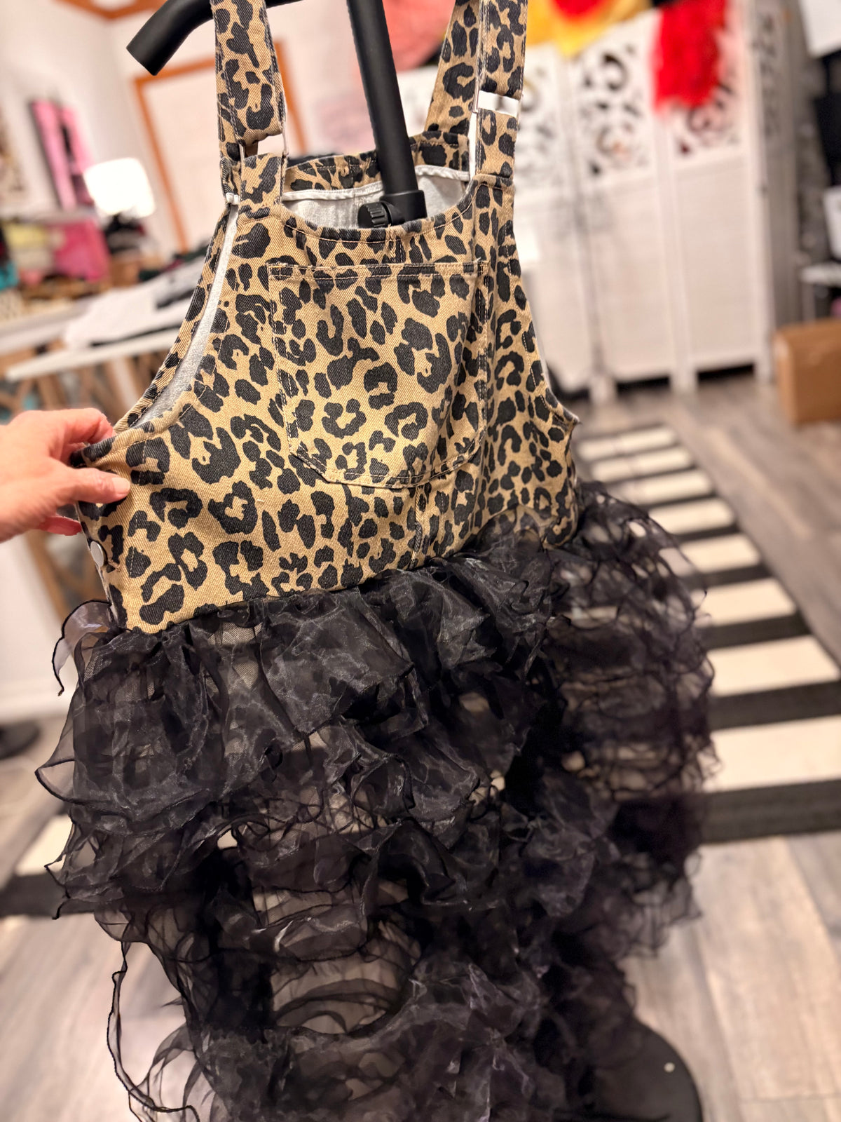 Ruffles and Spots Overall Dress Fits a Size Medium to Large 8/10