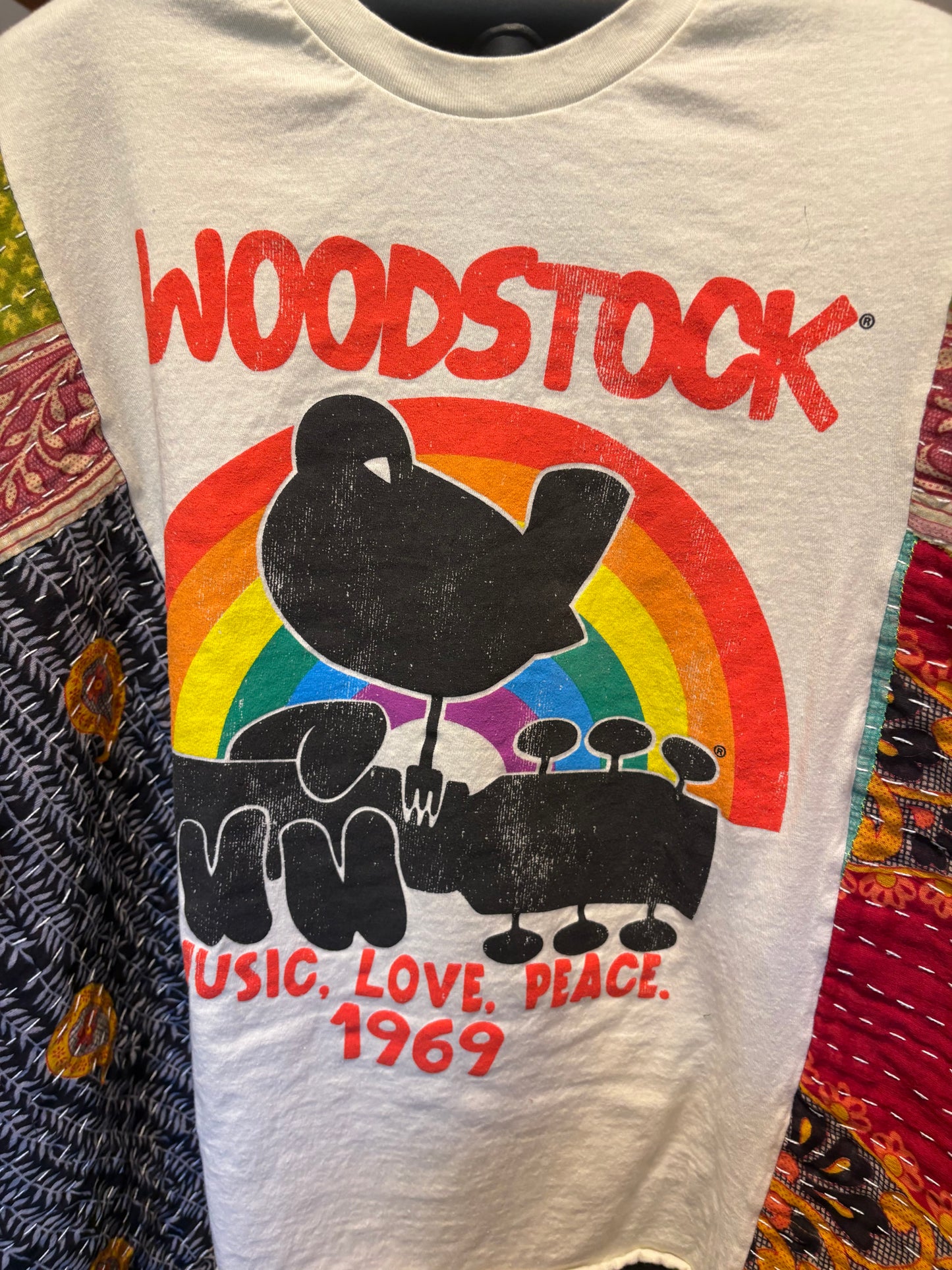 Woodstock Upcycled Vintage Kantha Poncho Tee Fits A Small to XL