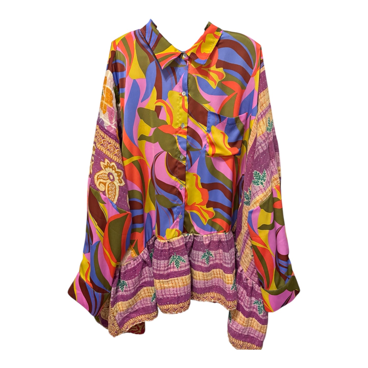 Groovy Upcycled Long Top One Size Fits a Large to 4X