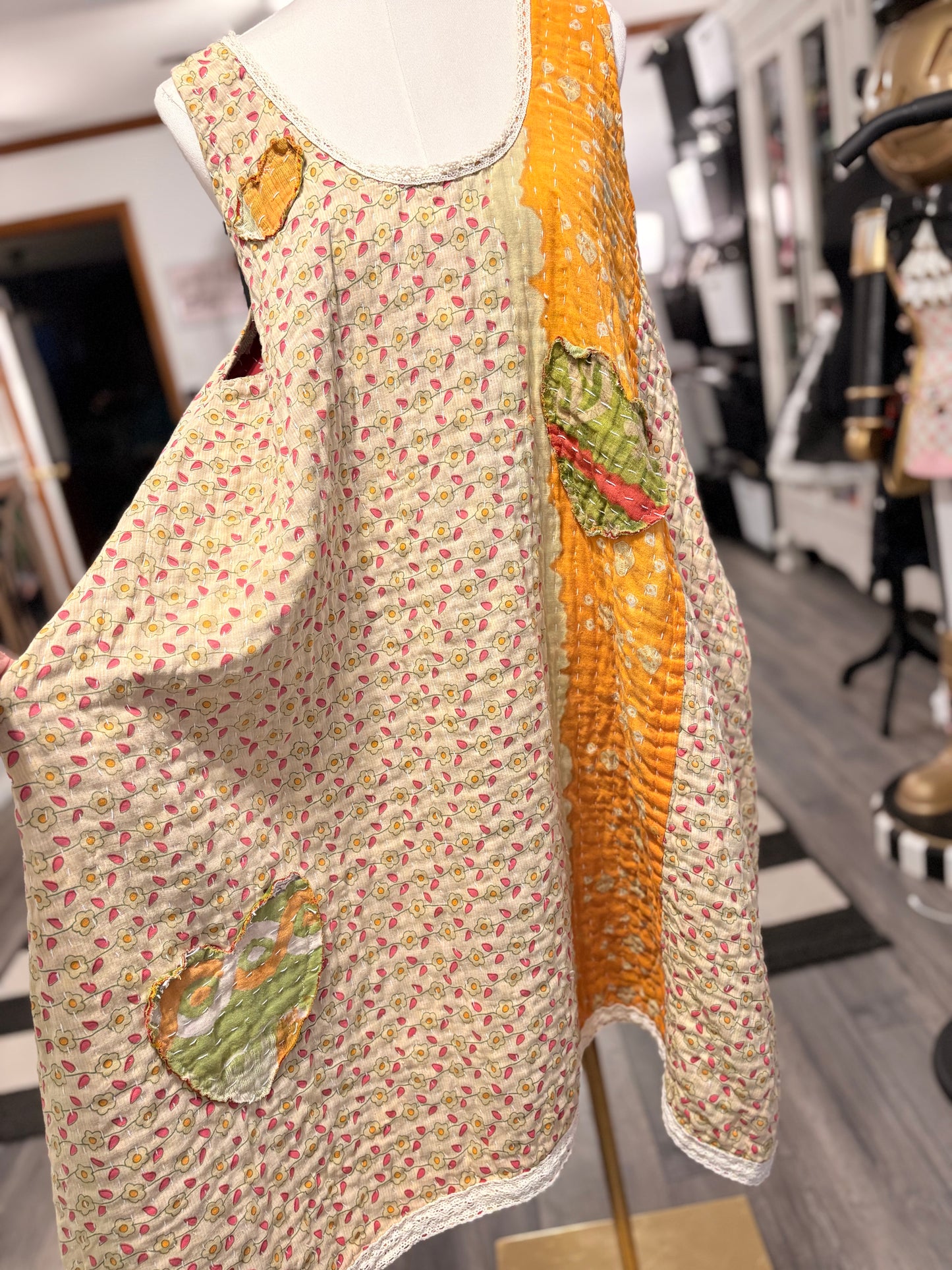 Van Gogh Upcycled Vintage Kantha Quilt ART Jumper One Size Fits A Small to XL Oversized