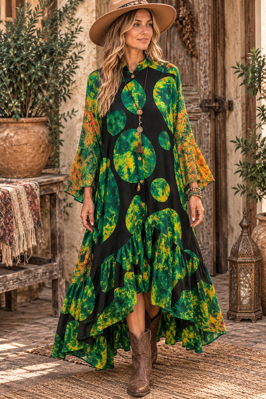 Tabi Silk Ruffled Duster One Size Fits Small to 2X 2-16
