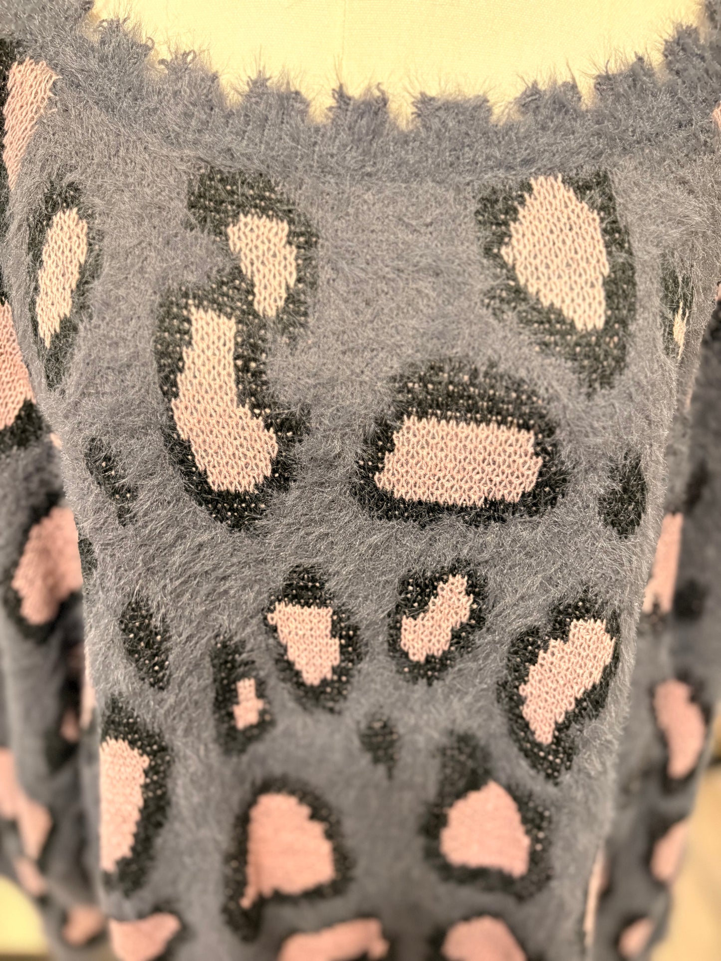 Gray Fuzzy Cheetah Sweater Plus Size