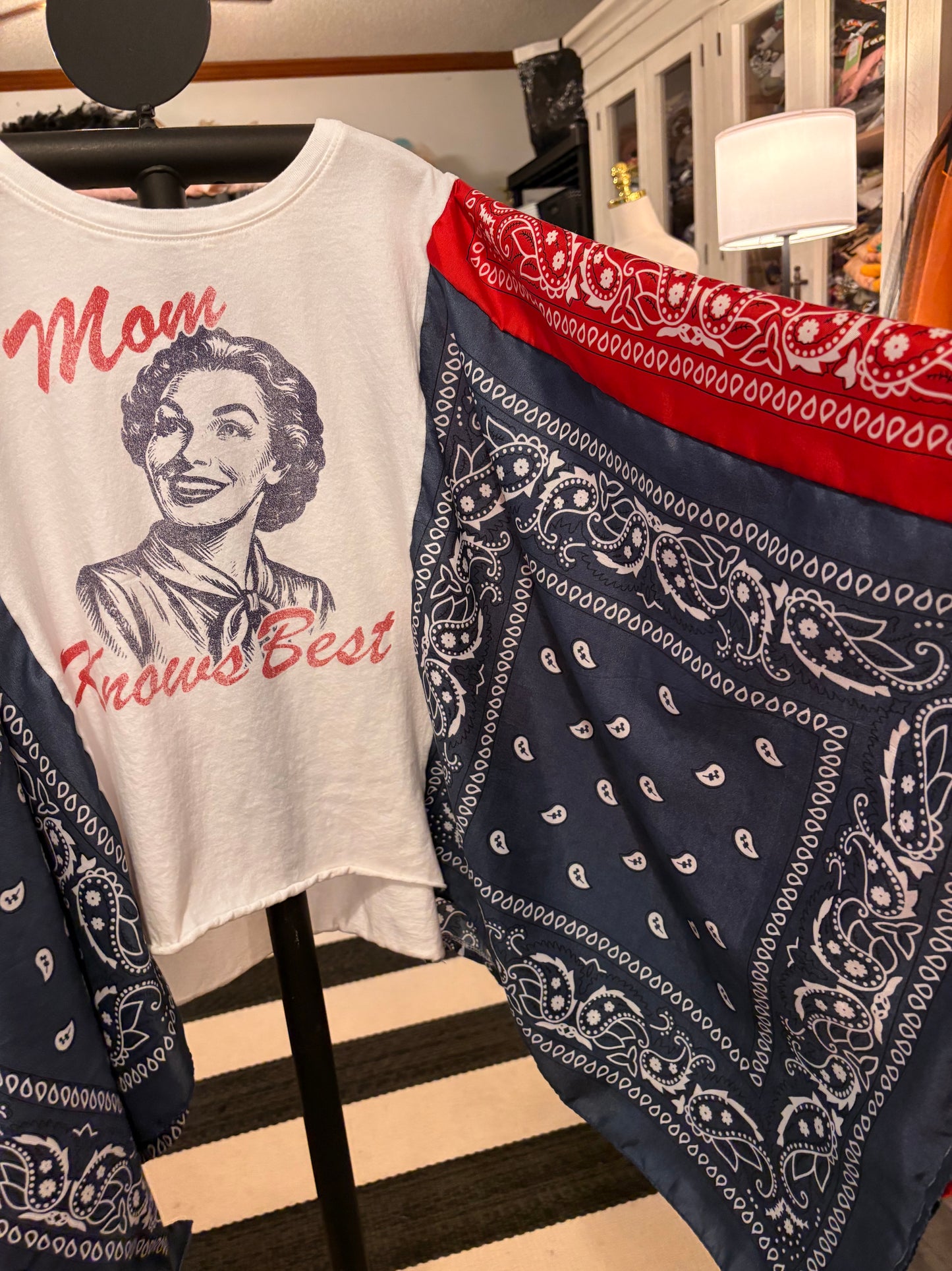 Mother Knows Best Bandana Poncho Tee Fits a Small to Large