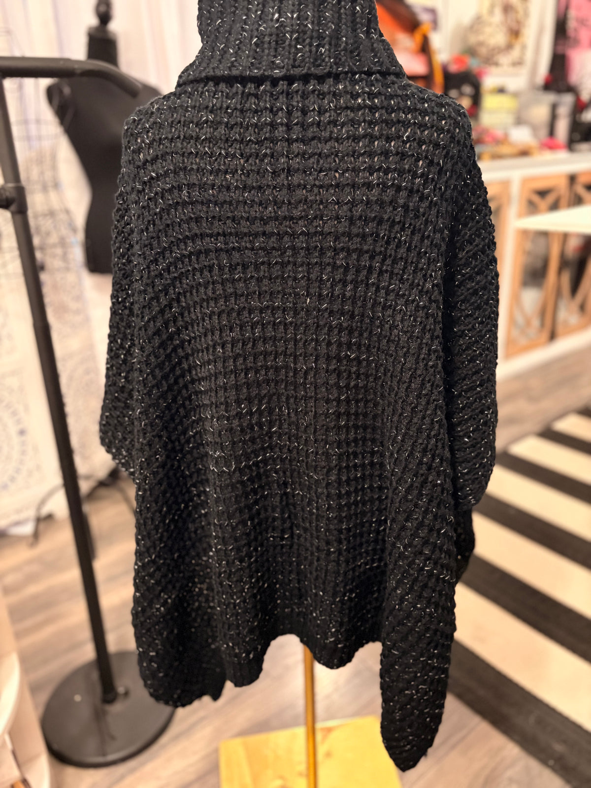 Blue Ivy Hand Embroidered Sweater Poncho by Aratta One Size Fits a Small to 3X