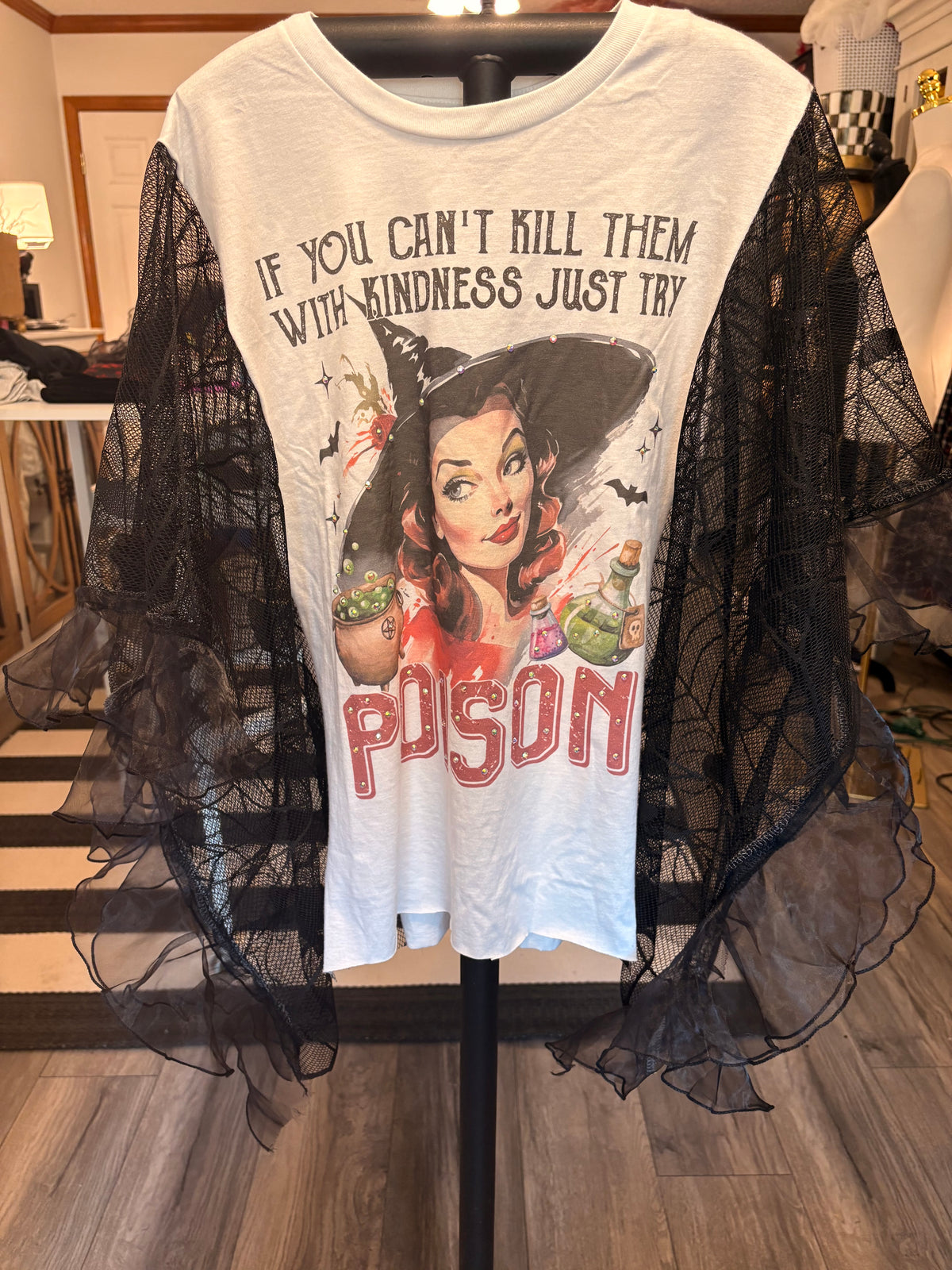 Poison Spiderweb Ruffled Poncho Tee One Size Fits Small to XXL